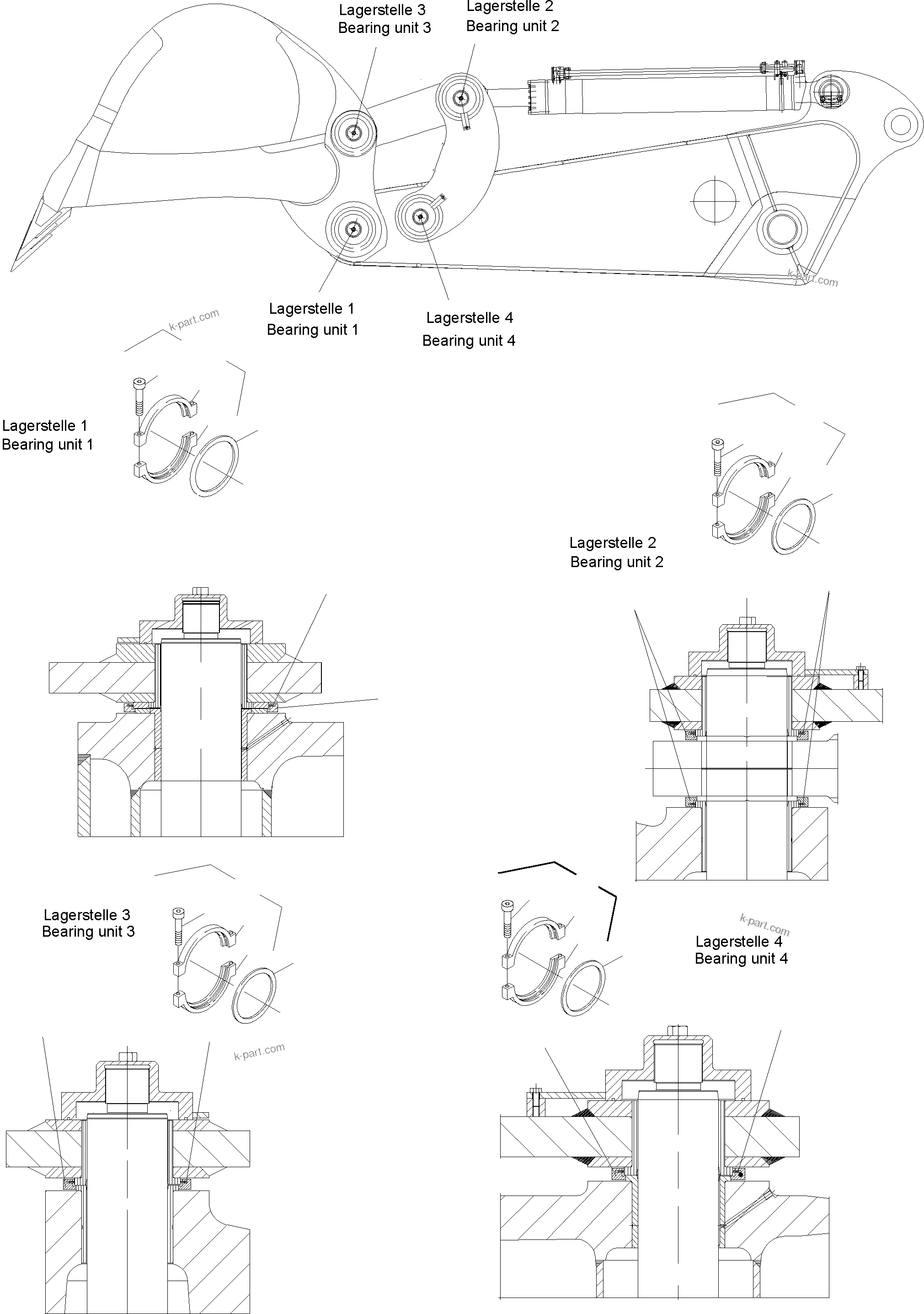 Komatsu parts book diagram for PC4000-11 S/N 08302: PIN SEALING STEERING AND ROD
