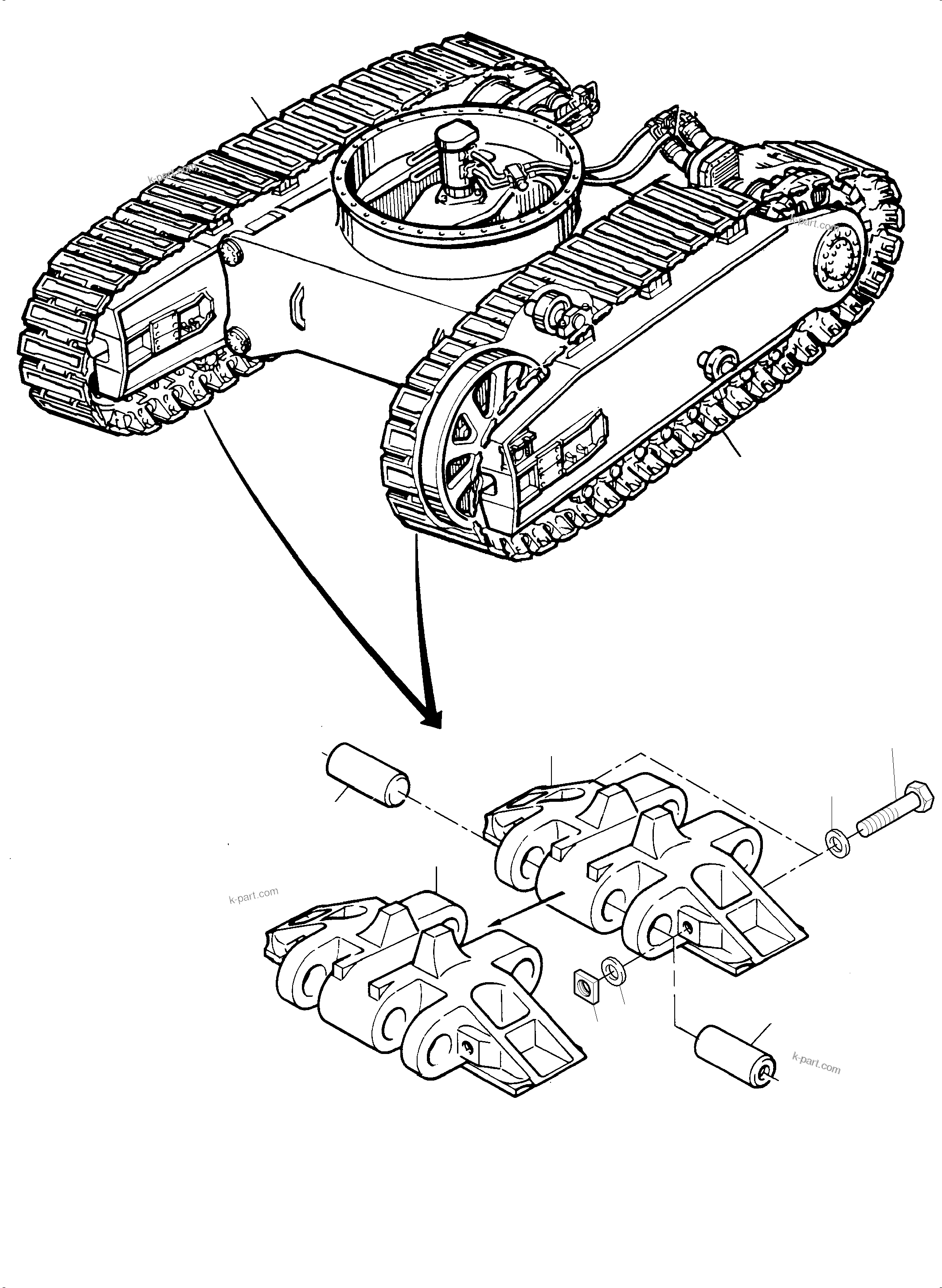 Komatsu parts book diagram for PC4000-11 S/N 08302: TRACK GROUP 1500 MM