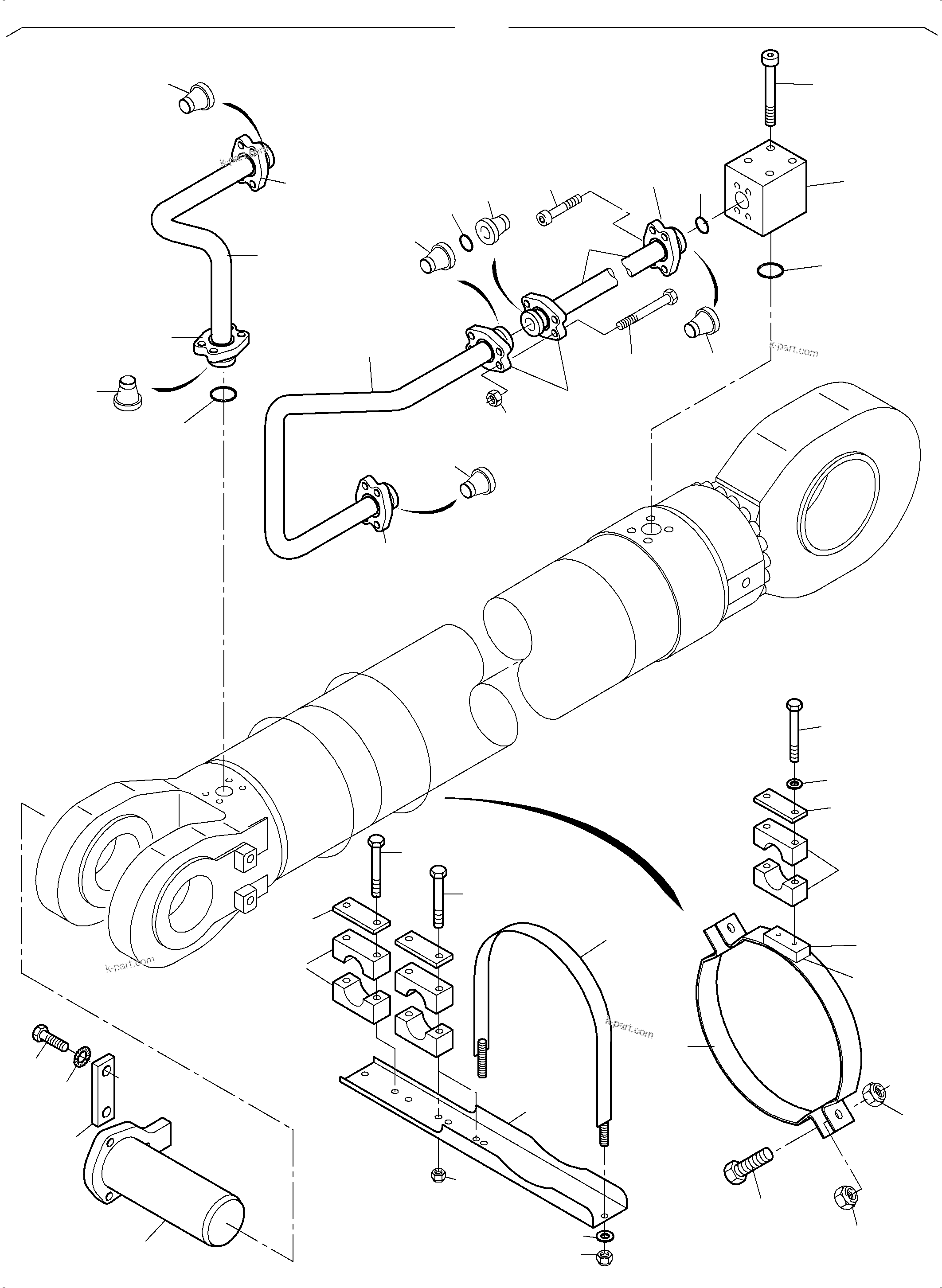 Komatsu parts book diagram for PC4000-11 S/N 08302: PIPING - BACKHOE CYLINDER L.H.