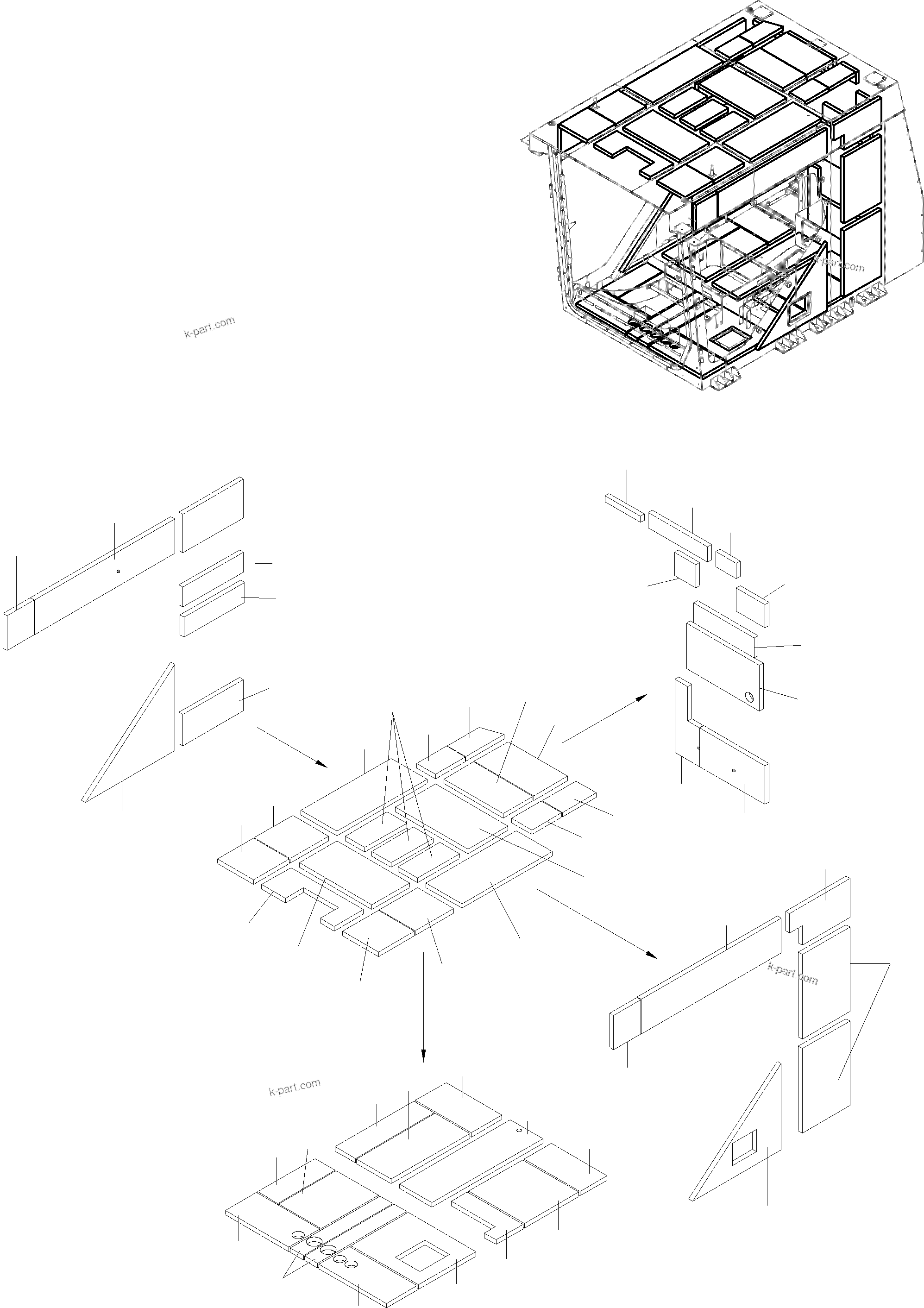 Komatsu parts book diagram for PC4000-11 S/N 08302: OPERATOR'S CAB - INSULATION