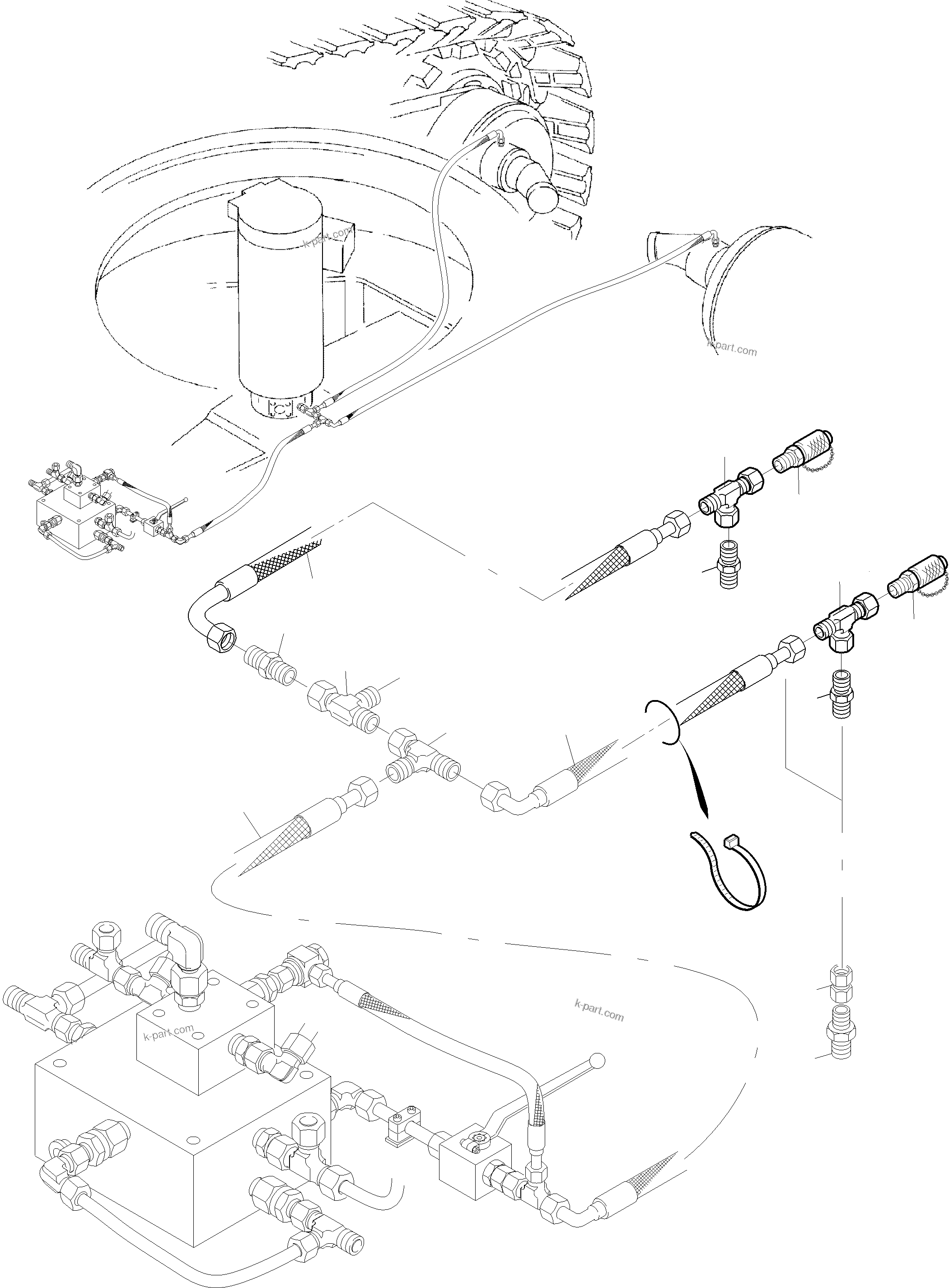 Komatsu parts book diagram for PC4000-11 S/N 08302: PIPING - BRAKE