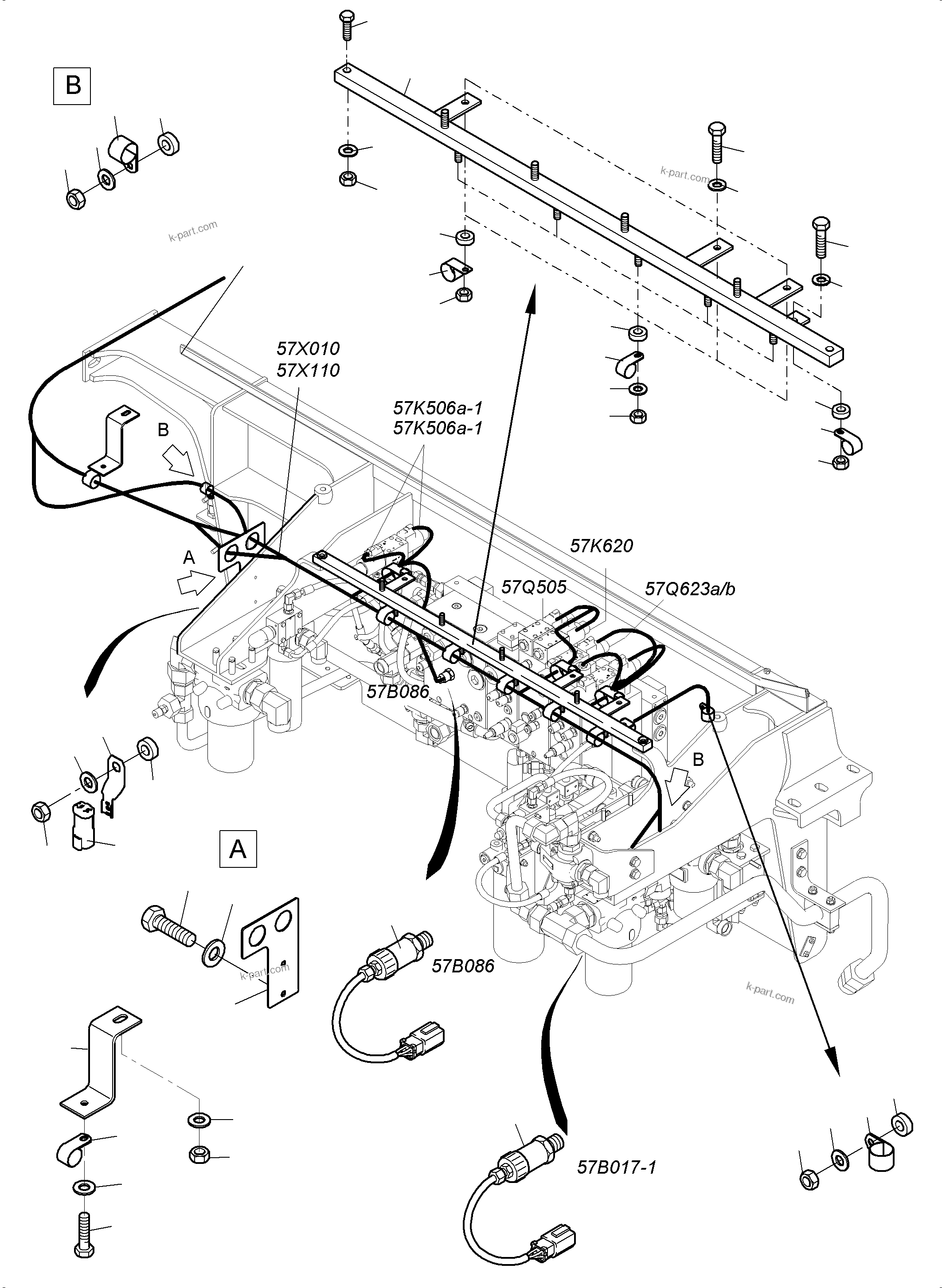 Komatsu parts book diagram for PC4000-11 S/N 08302: CABLES - CONTROL- AND FILTER PLATE