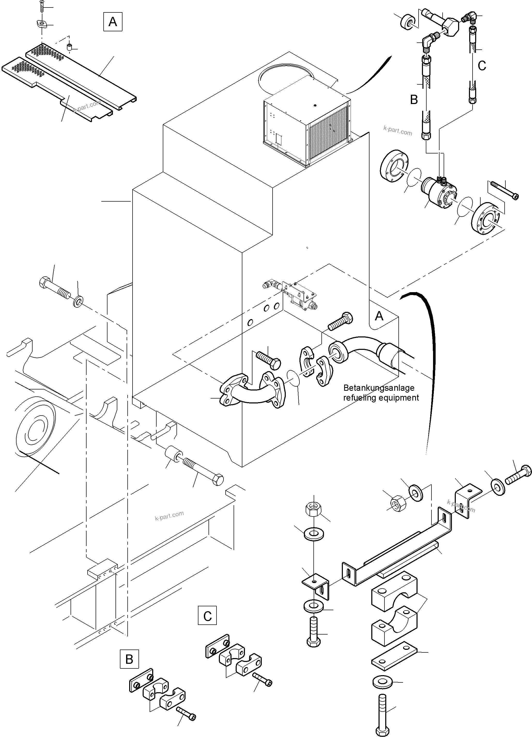 Komatsu parts book diagram for PC4000-11 S/N 08302: FUEL TANK