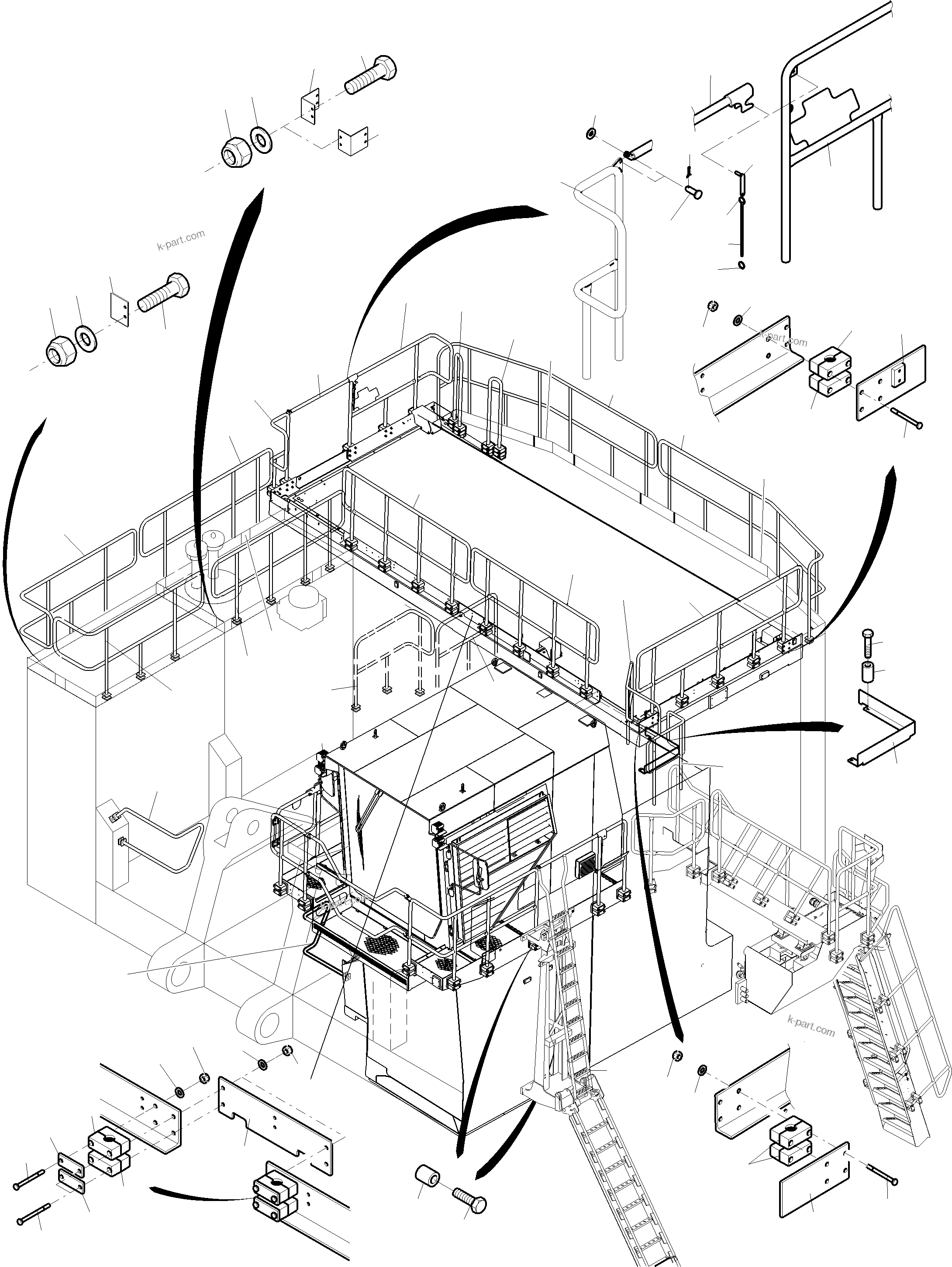 Komatsu parts book diagram for PC4000-11 S/N 08302: RAILS AND PLATFORMS