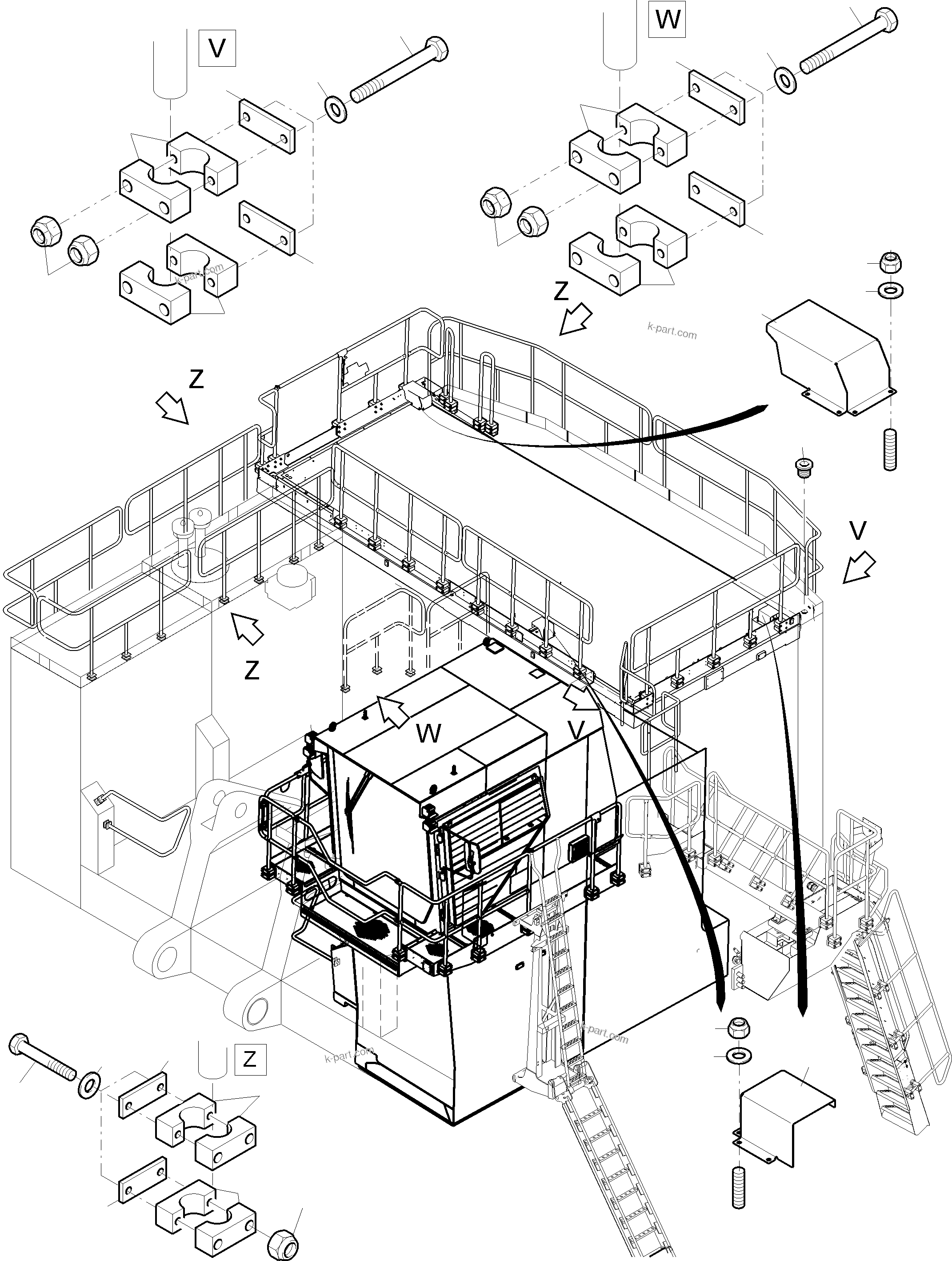Komatsu parts book diagram for PC4000-11 S/N 08302: RAILS AND PLATFORMS