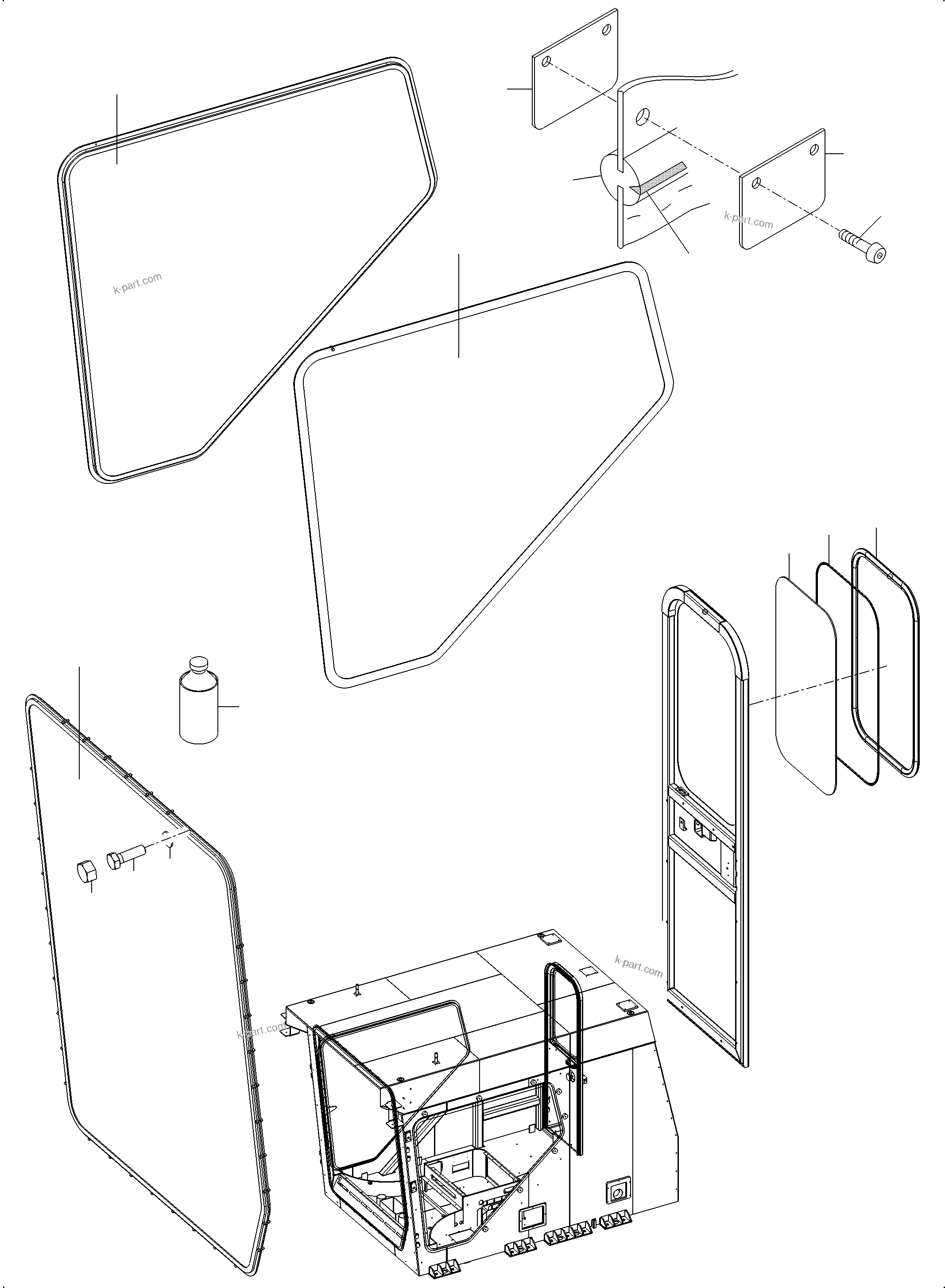 Komatsu parts book diagram for PC4000-11 S/N 08302: OPERATOR'S CAB - GLAZING FRONT WINDOW GLUED