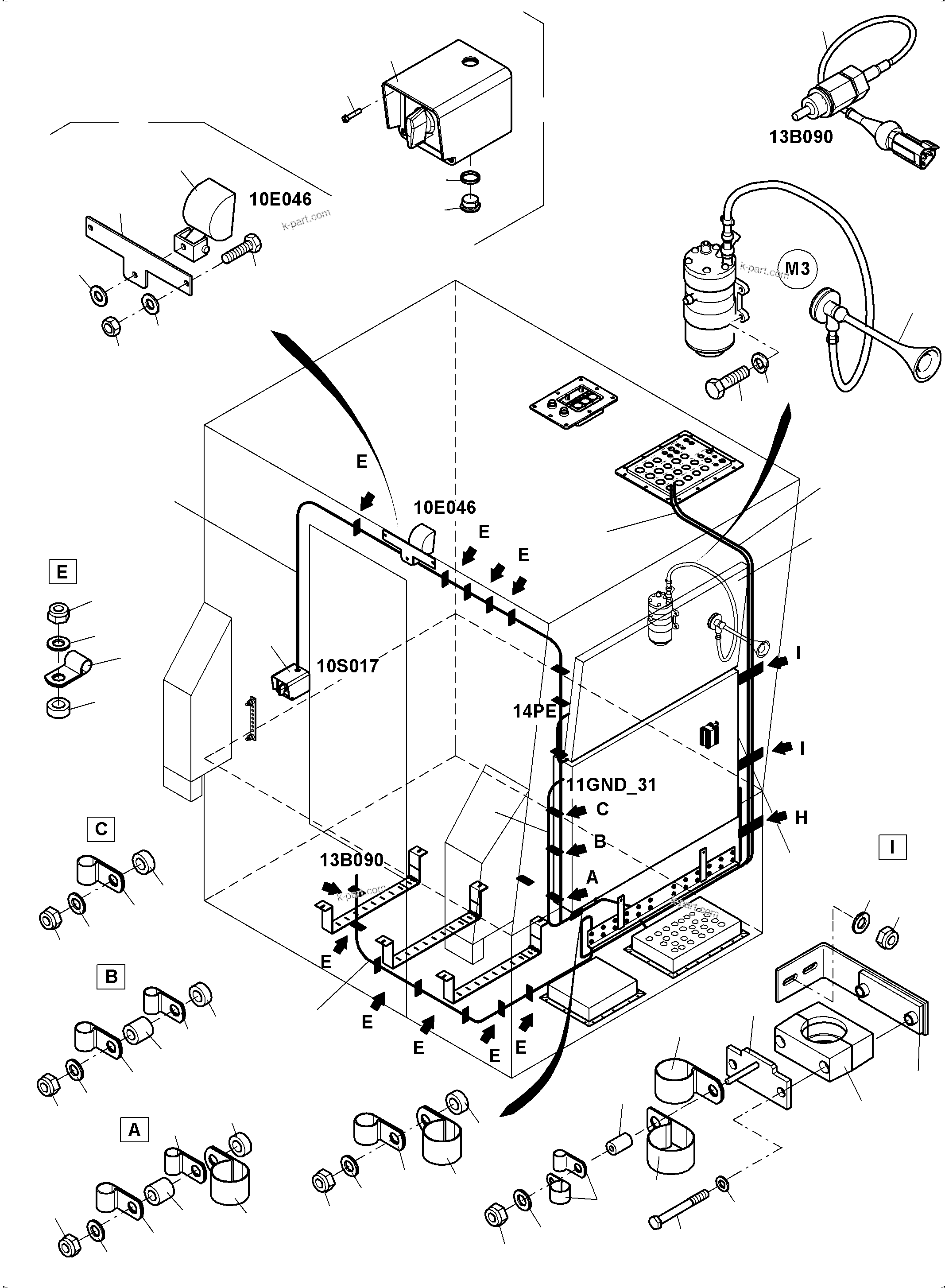 Komatsu parts book diagram for PC4000-11 S/N 08302: ELECTRIC - CAB SUPPORT