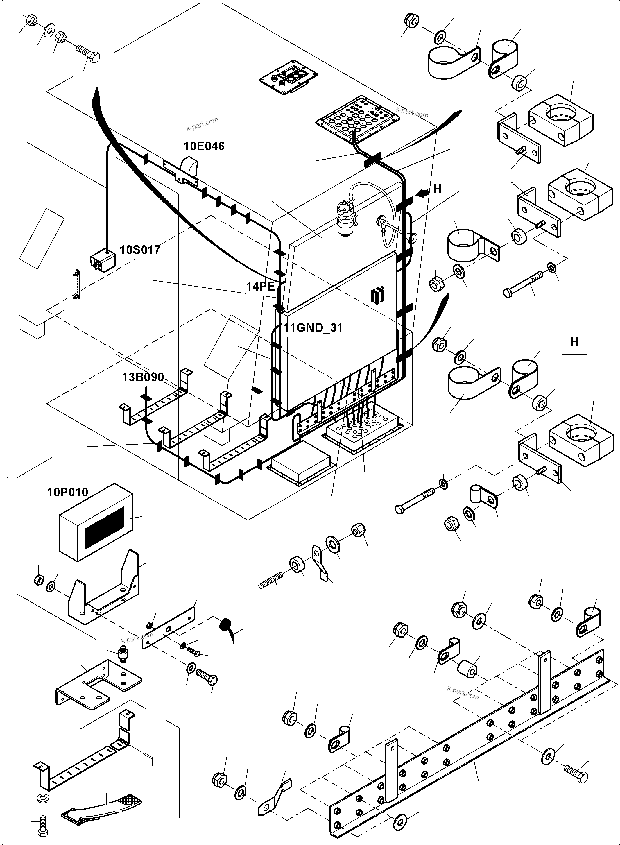 Komatsu parts book diagram for PC4000-11 S/N 08302: ELECTRIC - CAB SUPPORT