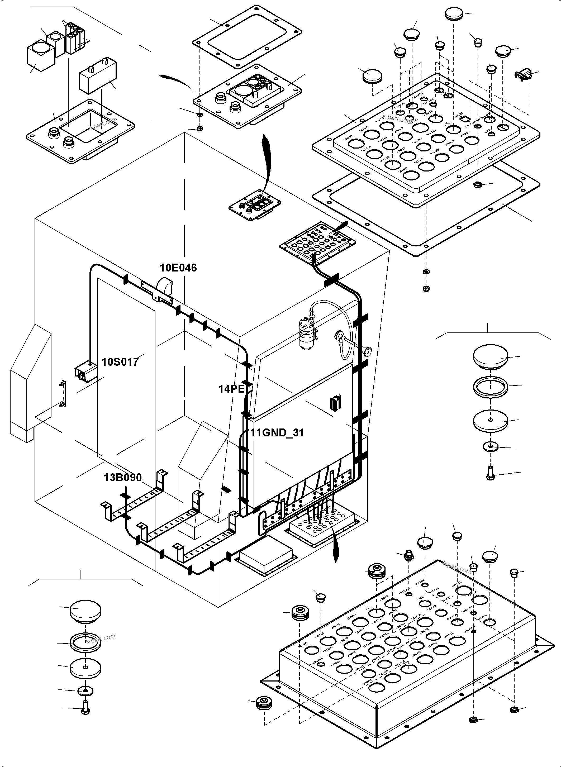 Komatsu parts book diagram for PC4000-11 S/N 08302: ELECTRIC - CAB SUPPORT