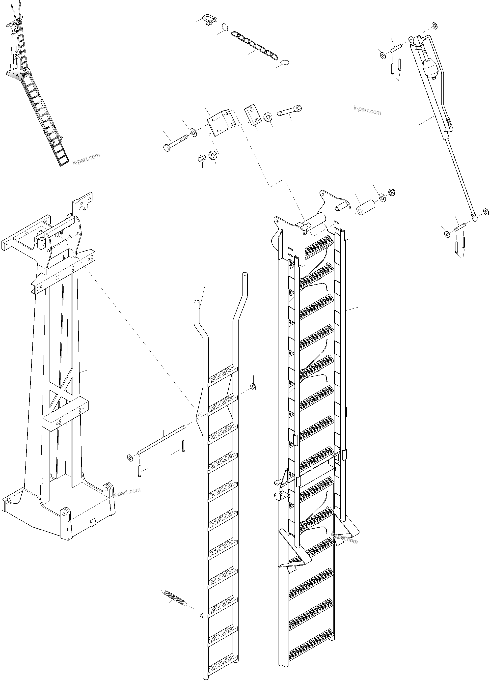 Komatsu parts book diagram for PC4000-11 S/N 08302: EMERGENCY LADDER-CAB