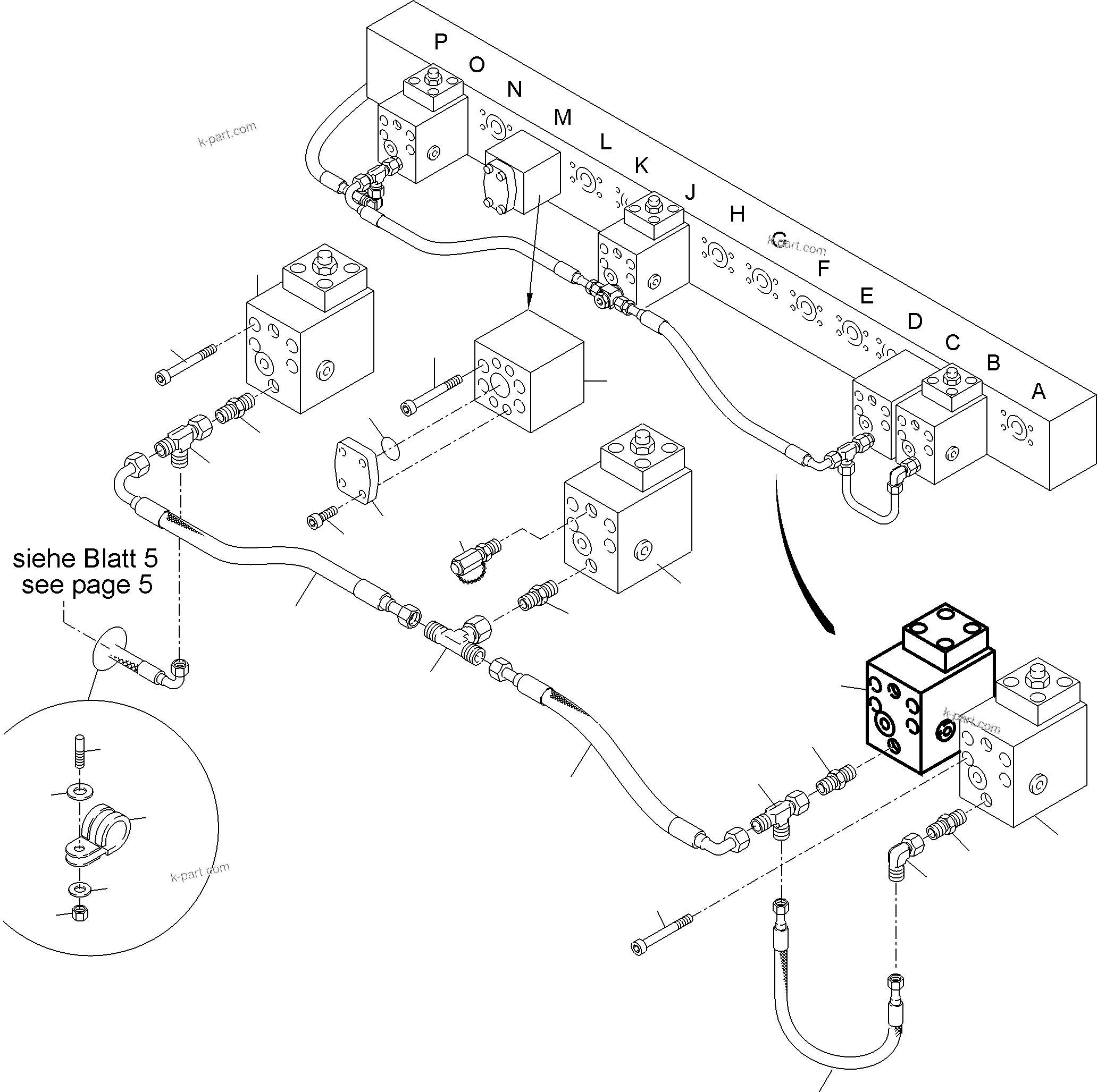 Komatsu parts book diagram for PC4000-11 S/N 08302: MANIFOLD, VALVE AND PIPELINES BH