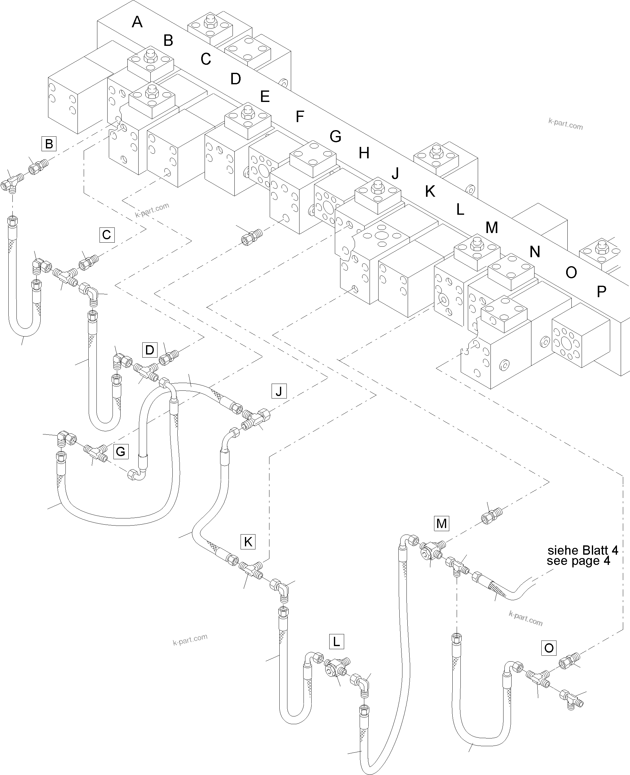 Komatsu parts book diagram for PC4000-11 S/N 08302: MANIFOLD, VALVE AND PIPELINES BH