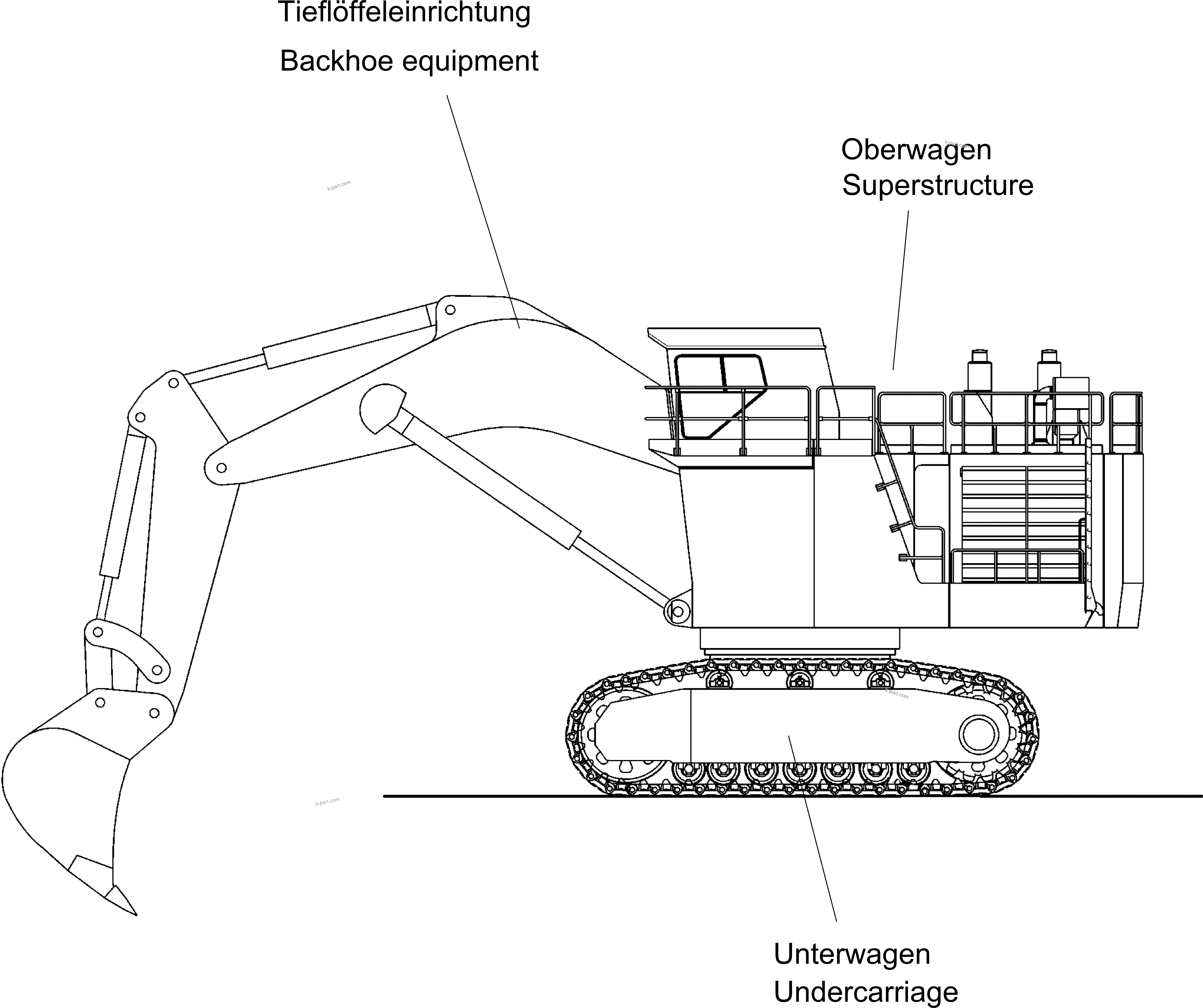 Komatsu parts book diagram for PC4000-11 S/N 08312: GENERAL VIEW BACKHOE ATTACHMENT