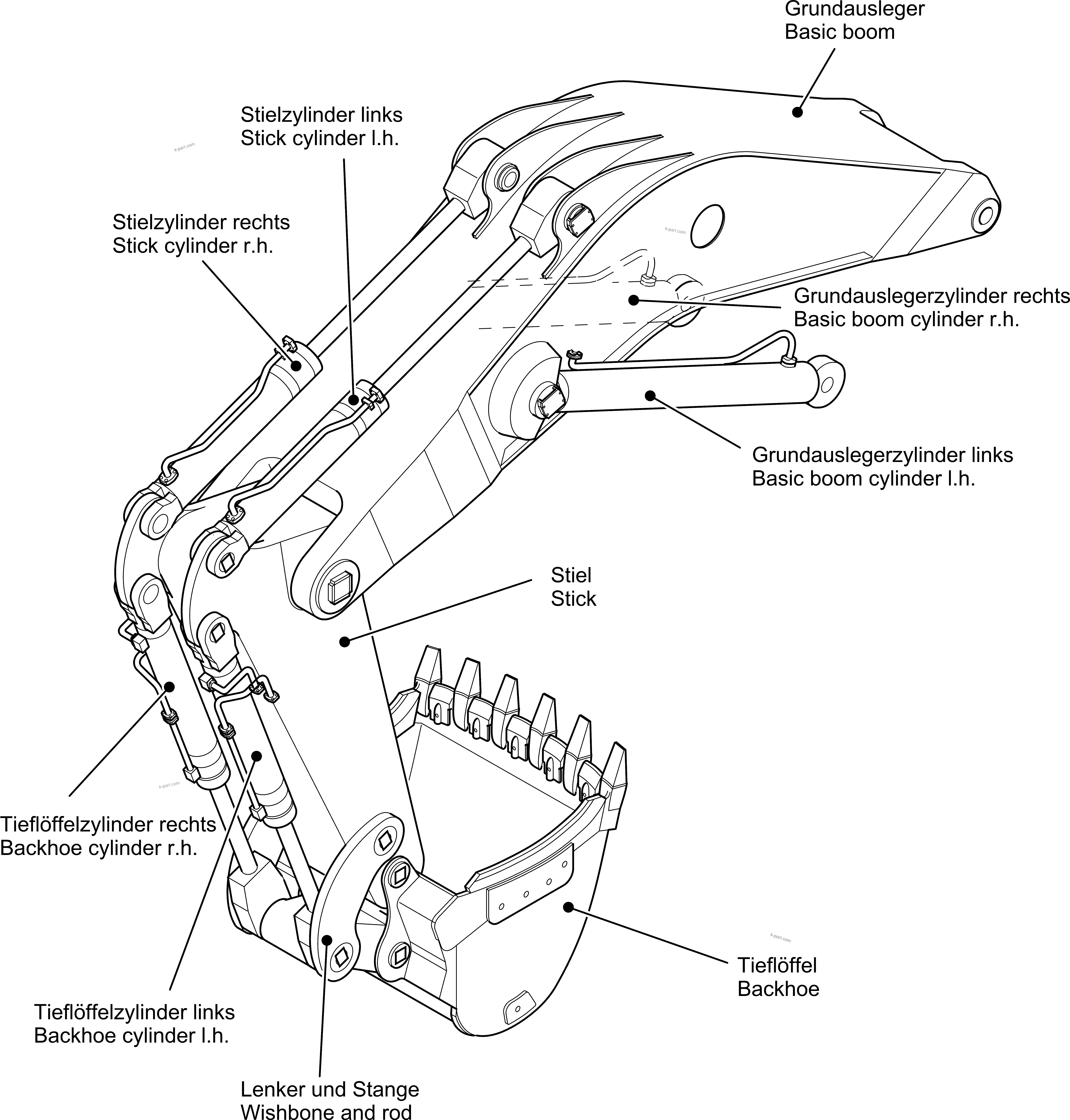 Komatsu parts book diagram for PC4000-11 S/N 08312: GENERAL VIEW EQUIPMENT BACKHOE