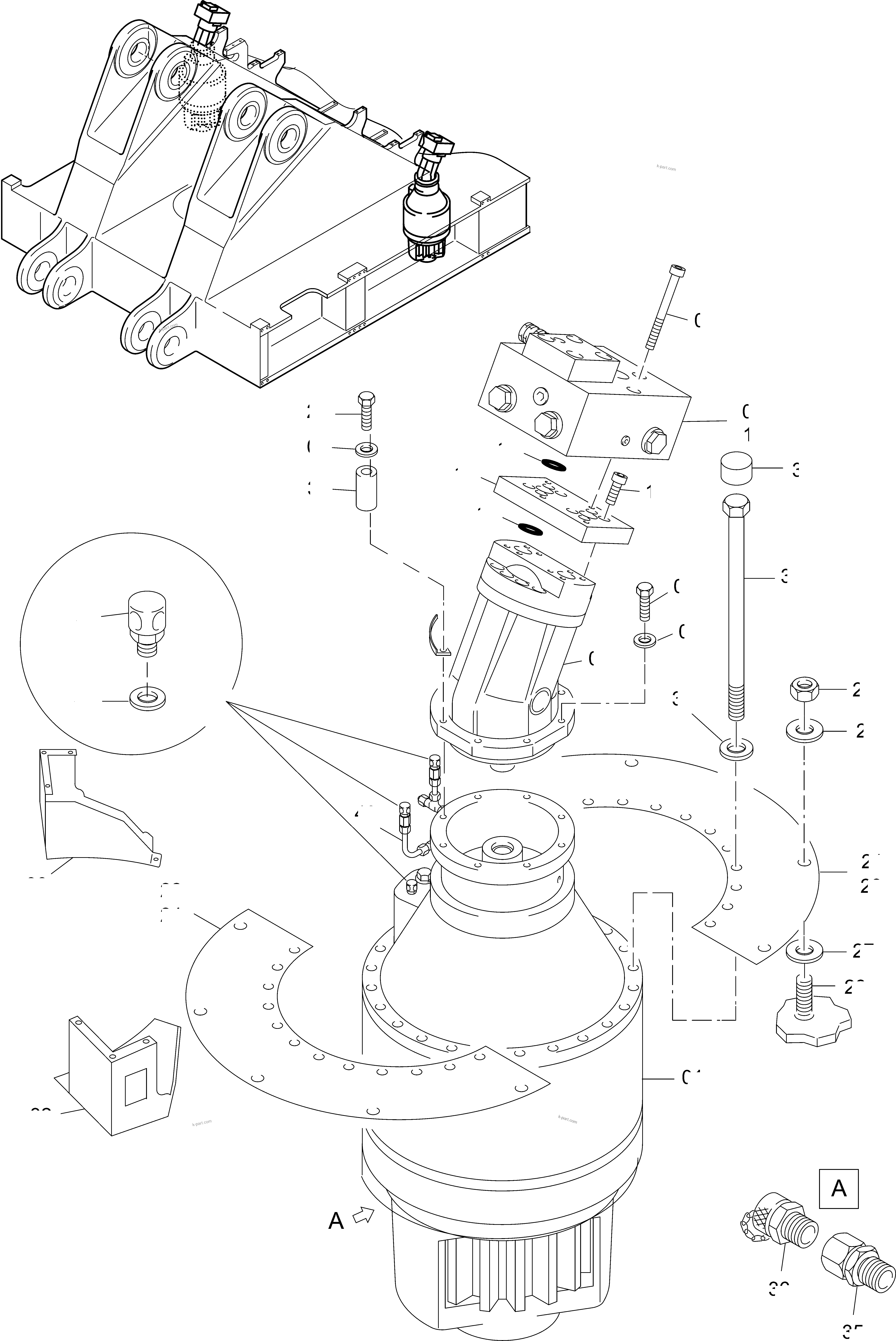 Komatsu parts book diagram for PC4000-11 S/N 08312: SLEW GEAR ARR.