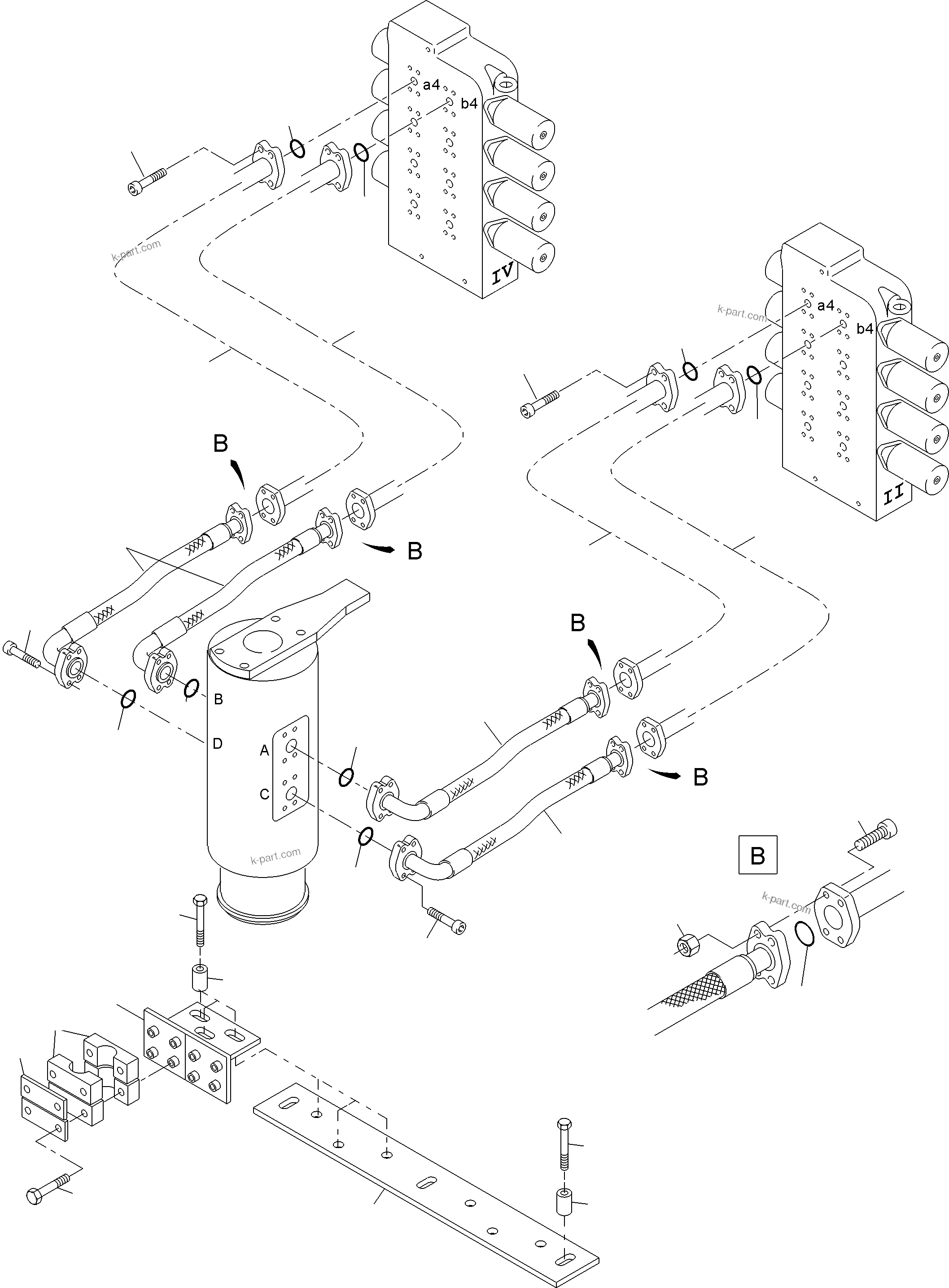 Komatsu parts book diagram for PC4000-11 S/N 08312: PRESSURE LINES CONTROL BLOCKS - ROTARY JOINT