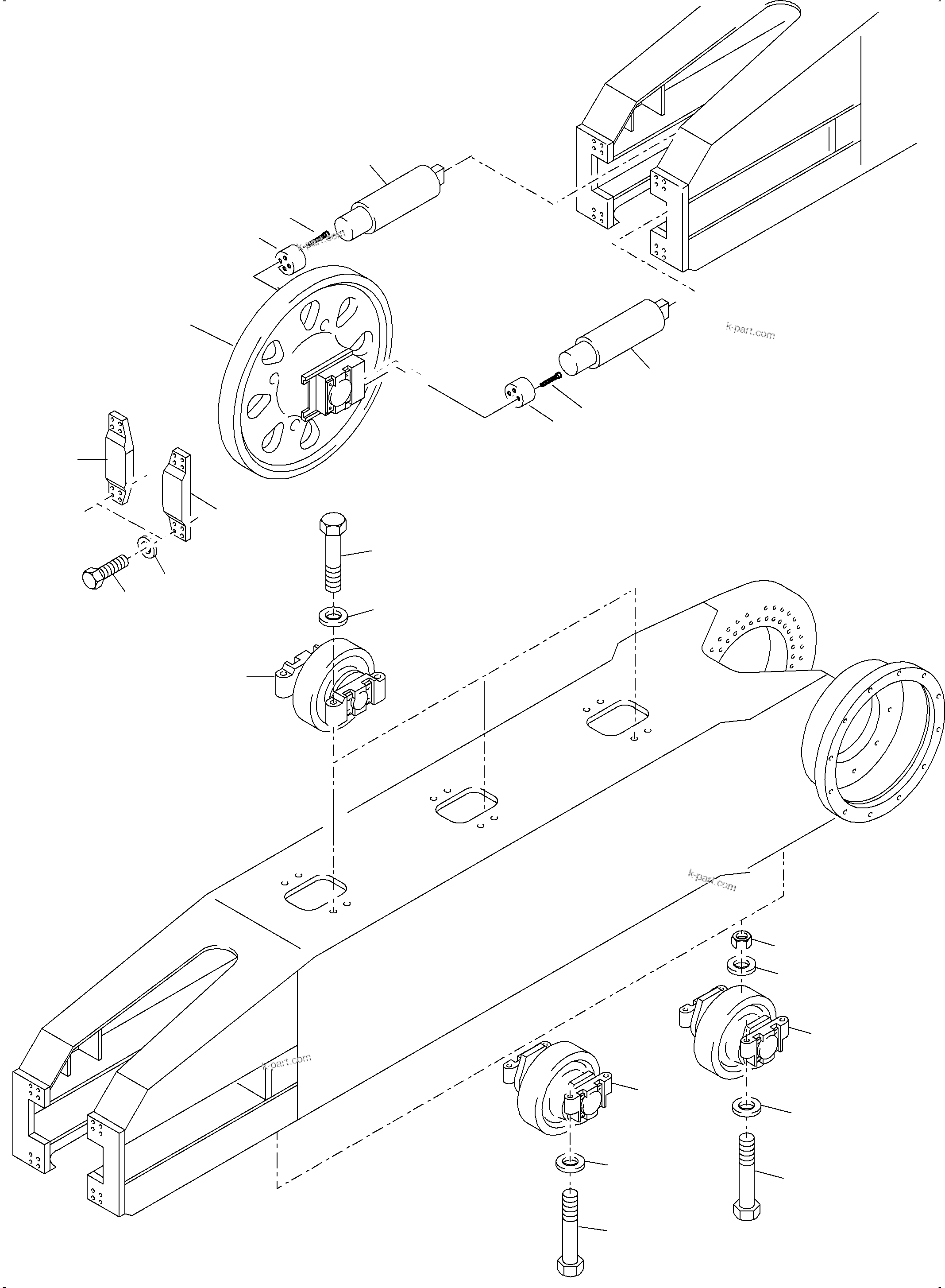 Komatsu parts book diagram for PC4000-11 S/N 08312: TRACK GROUP - IDLER SIDE RI + LE