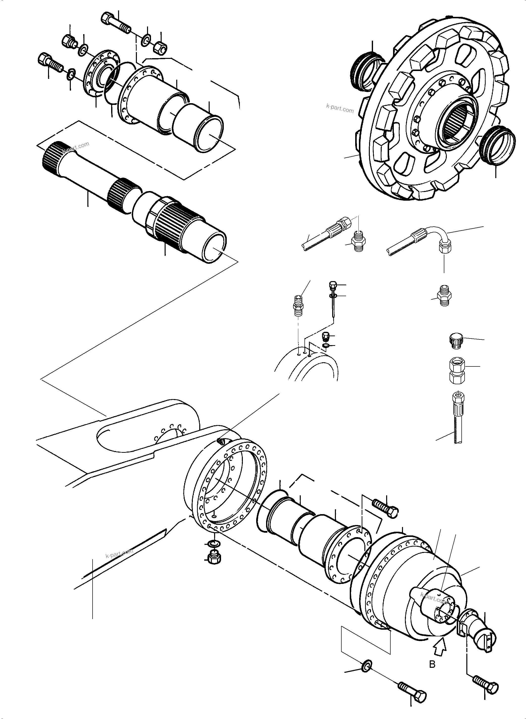 Komatsu parts book diagram for PC4000-11 S/N 08312: TRACK GROUP DRIVE SPROCKET SIDE R.H. AND L.H.