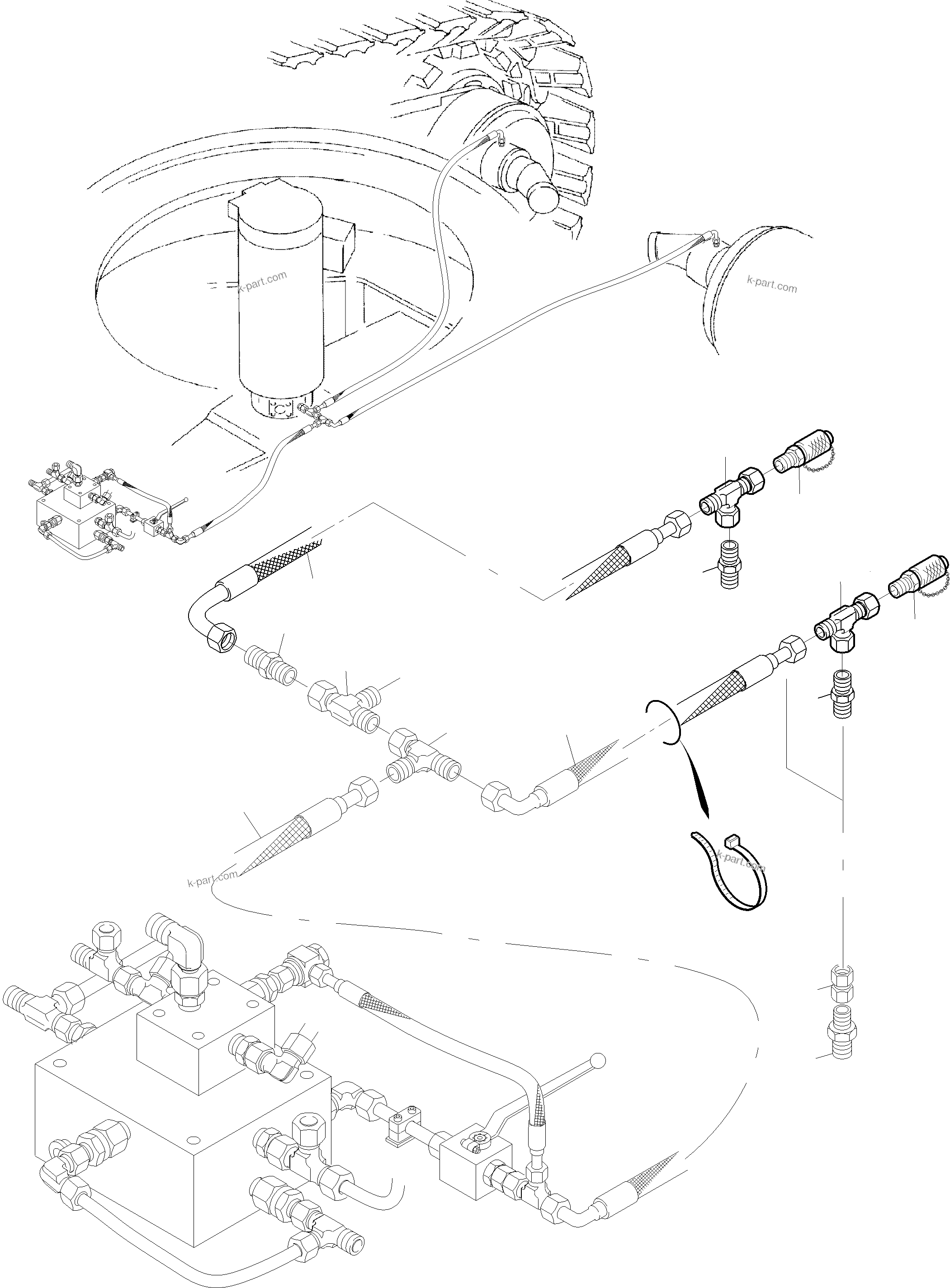 Komatsu parts book diagram for PC4000-11 S/N 08312: PIPING - BRAKE