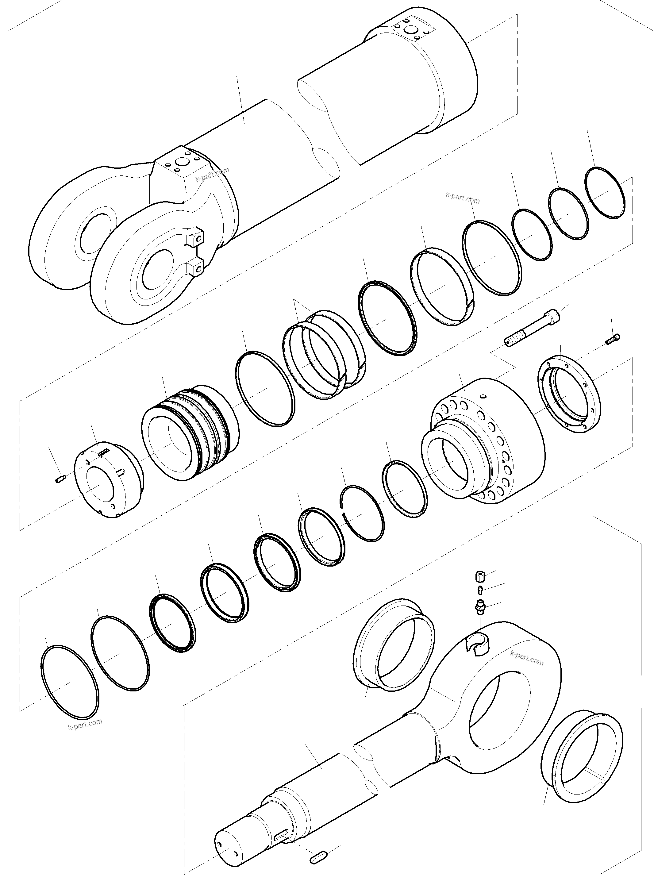 Komatsu parts book diagram for PC4000-11 S/N 08312: HYDRAULIC CYLINDER