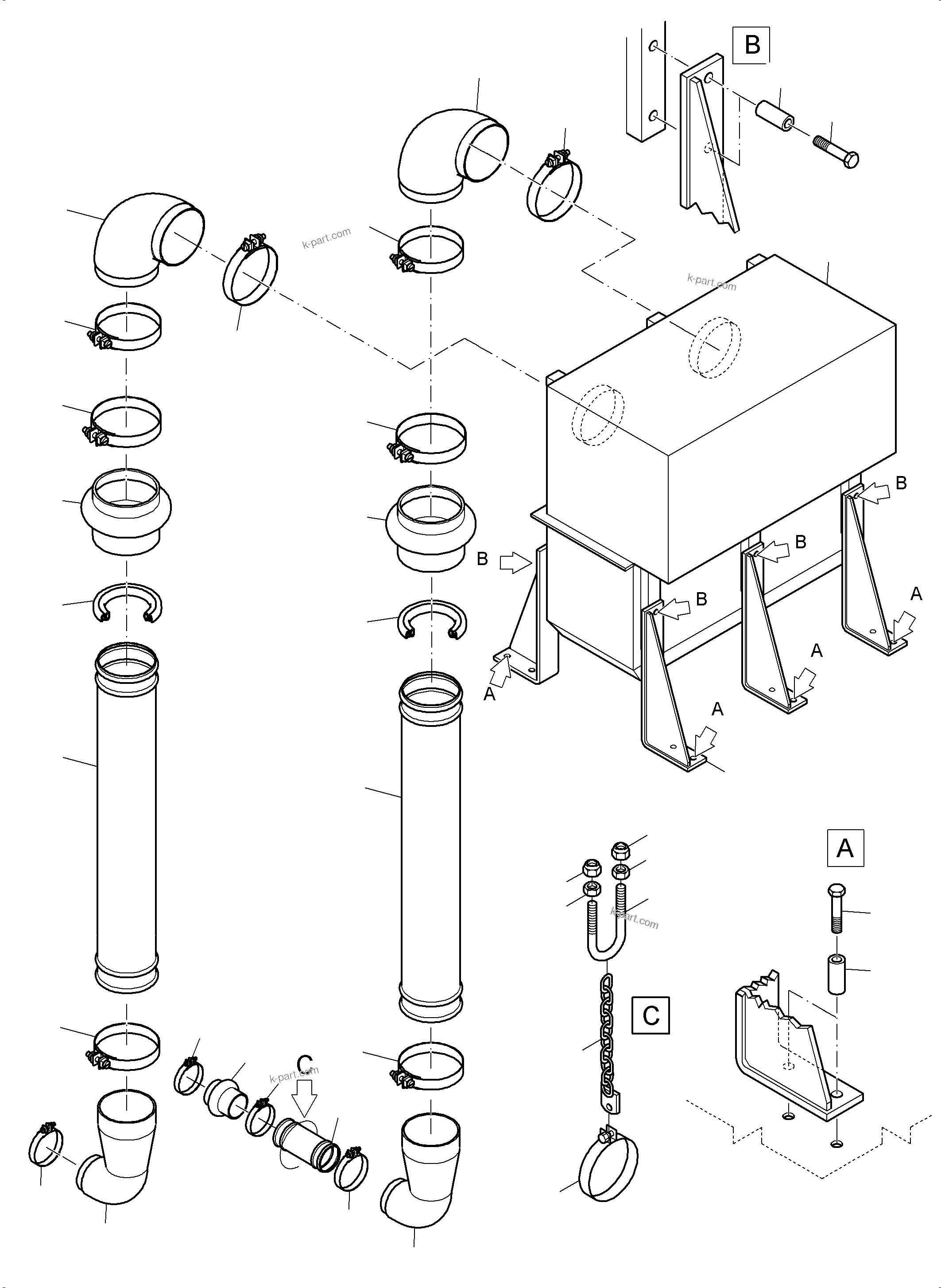 Komatsu parts book diagram for PC4000-11 S/N 08312: MOTOR AIR INTAKE