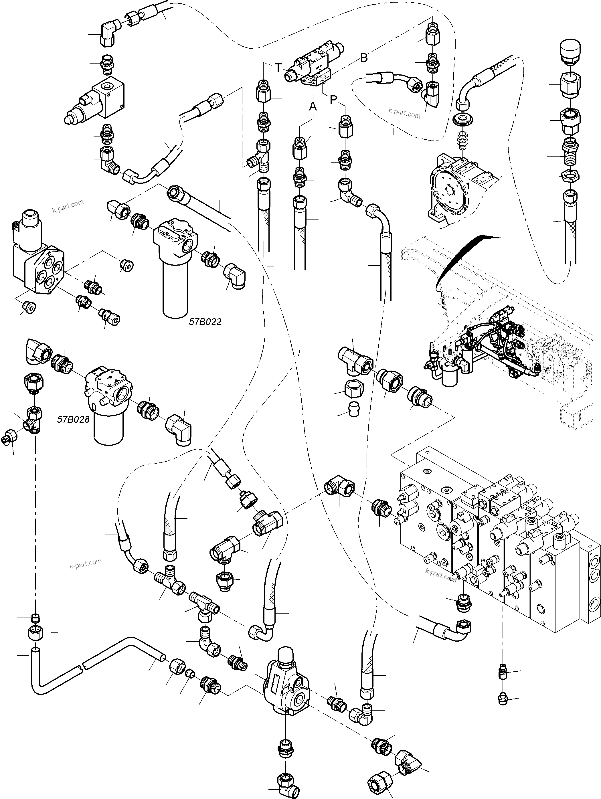 Komatsu parts book diagram for PC4000-11 S/N 08312: CONTROL- AND FILTER PLATE PIPING