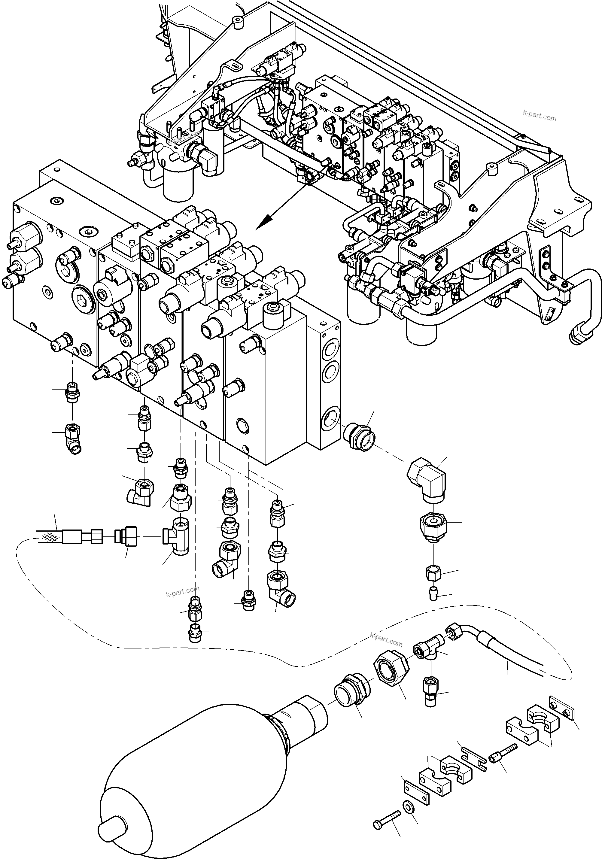 Komatsu parts book diagram for PC4000-11 S/N 08312: CONTROL- AND FILTER PLATE PIPING