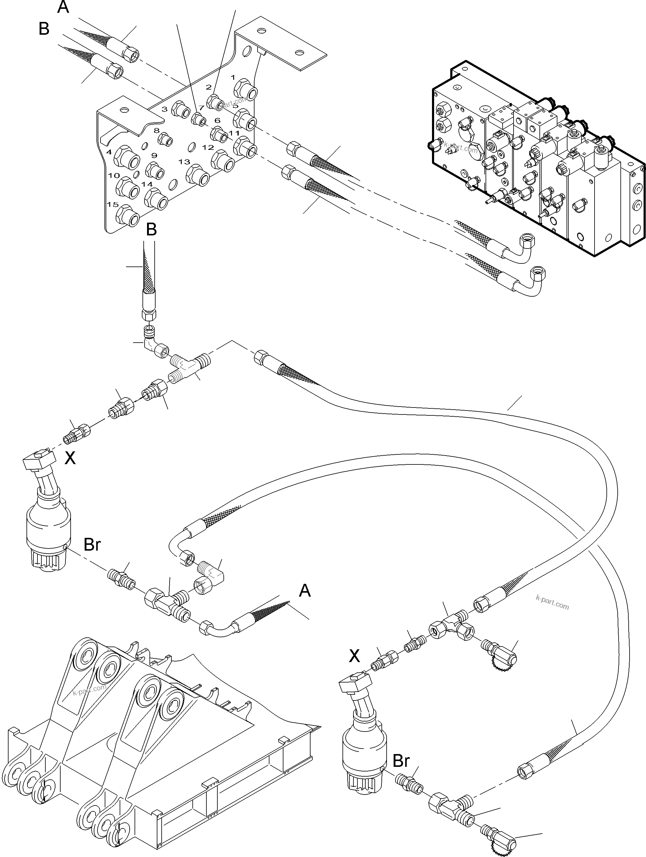 Komatsu parts book diagram for PC4000-11 S/N 08312: LINES SLEW GEAR
