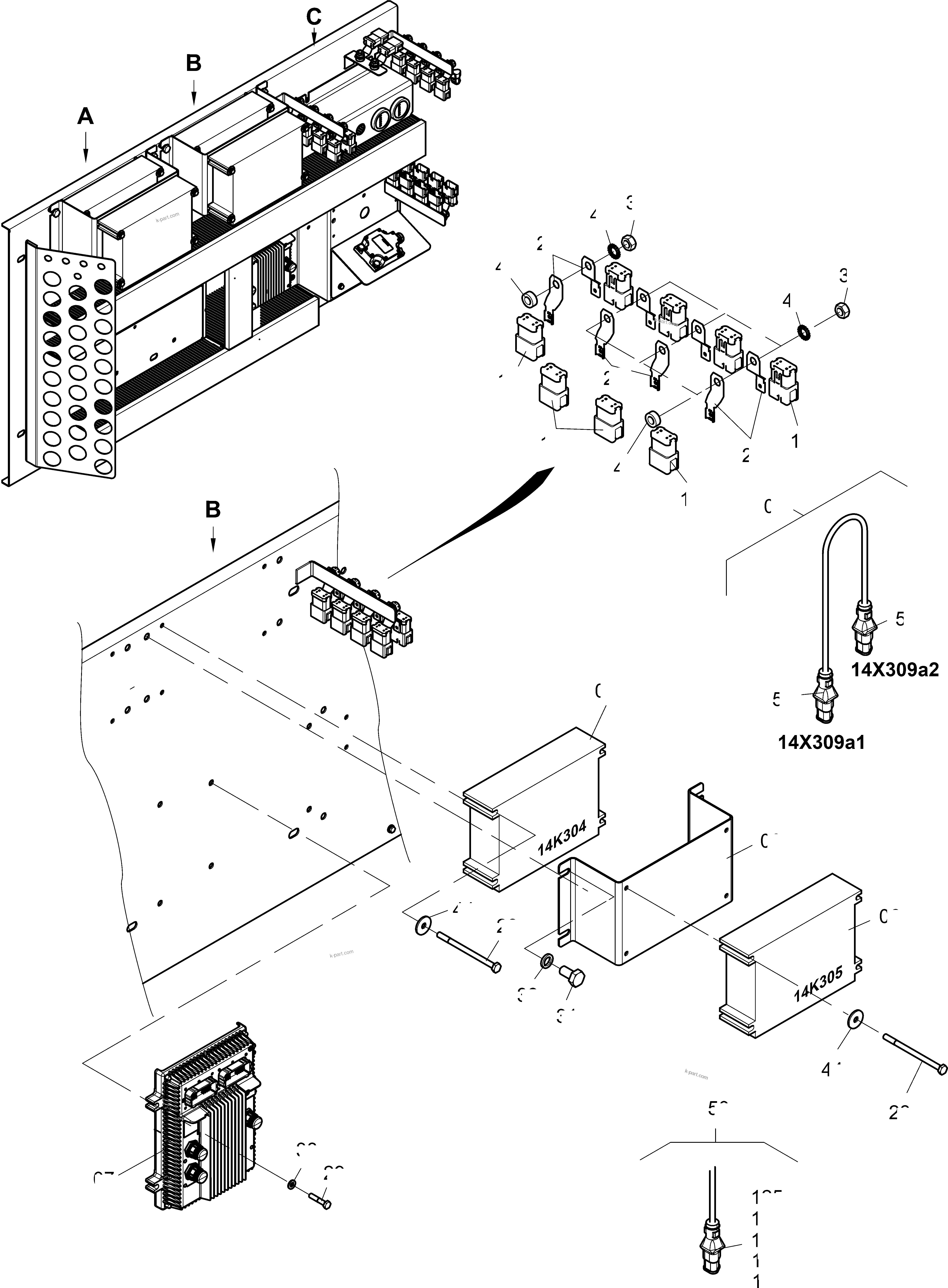 Komatsu parts book diagram for PC4000-11 S/N 08312: CONTROLLER-CAB SUPPORT-LOCATION 14
