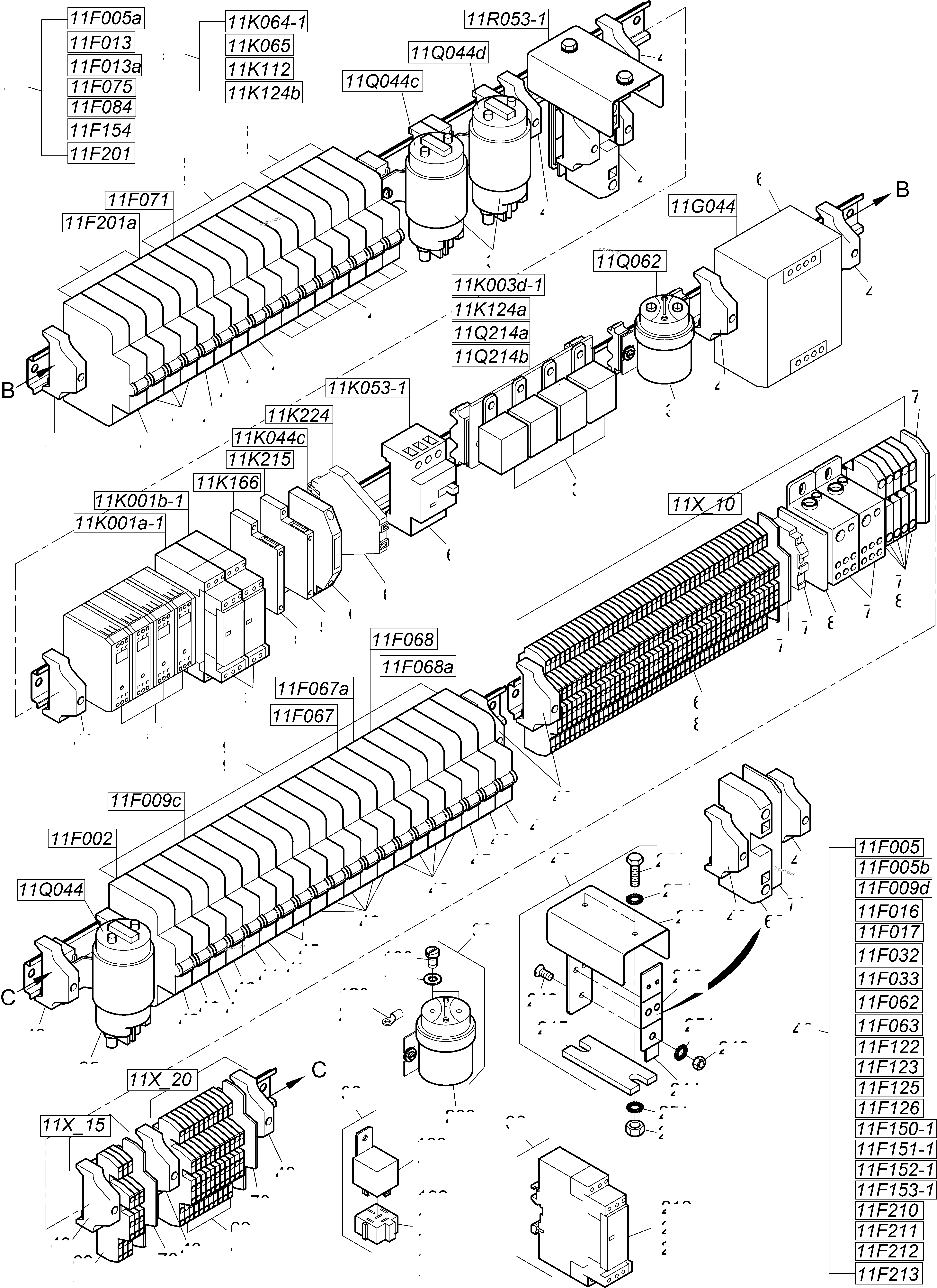 Komatsu parts book diagram for PC4000-11 S/N 08312: SWITCH FRAMING-CAB SUPPORT-LOCATION 11
