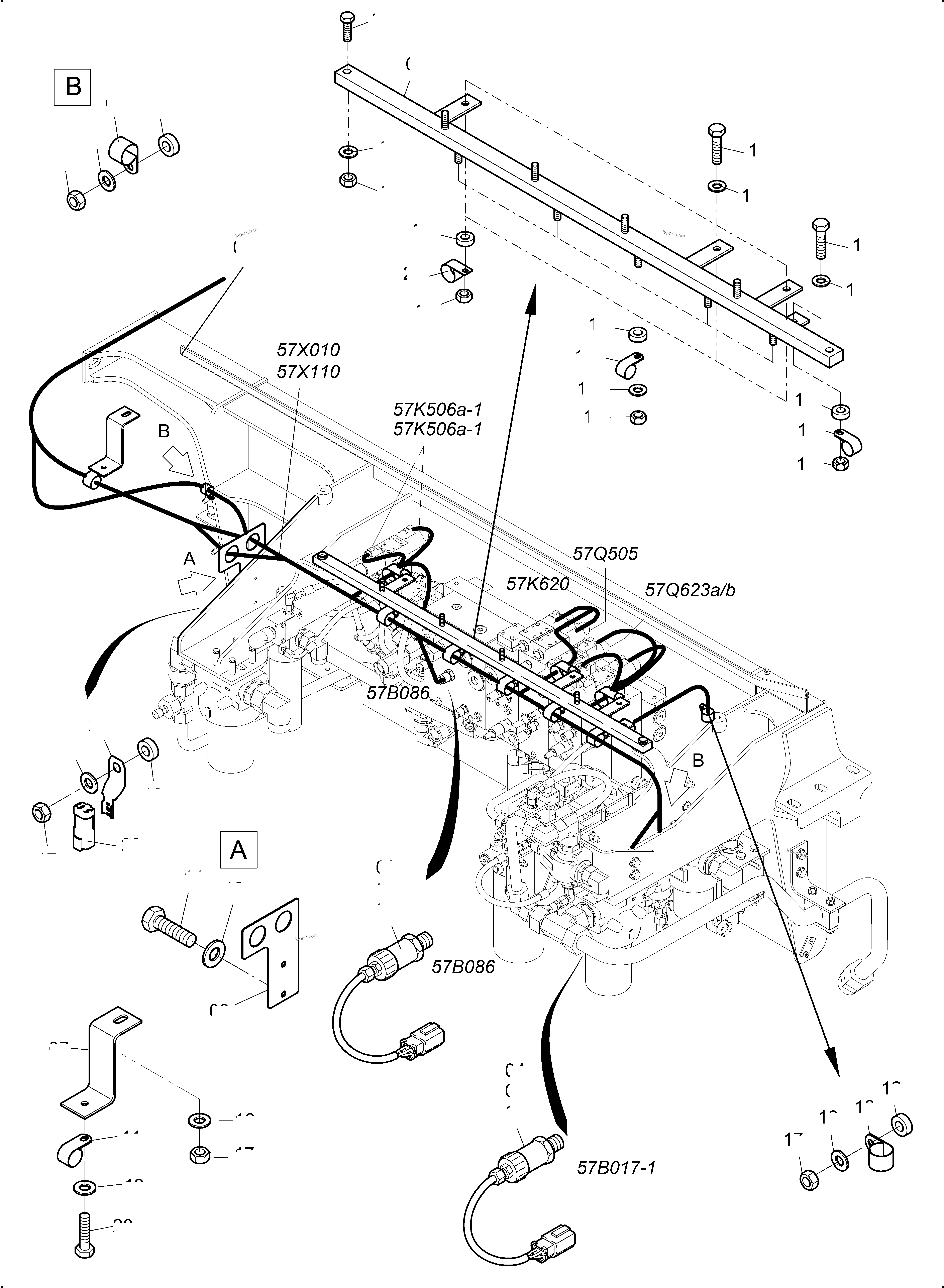 Komatsu parts book diagram for PC4000-11 S/N 08312: CABLES - CONTROL- AND FILTER PLATE