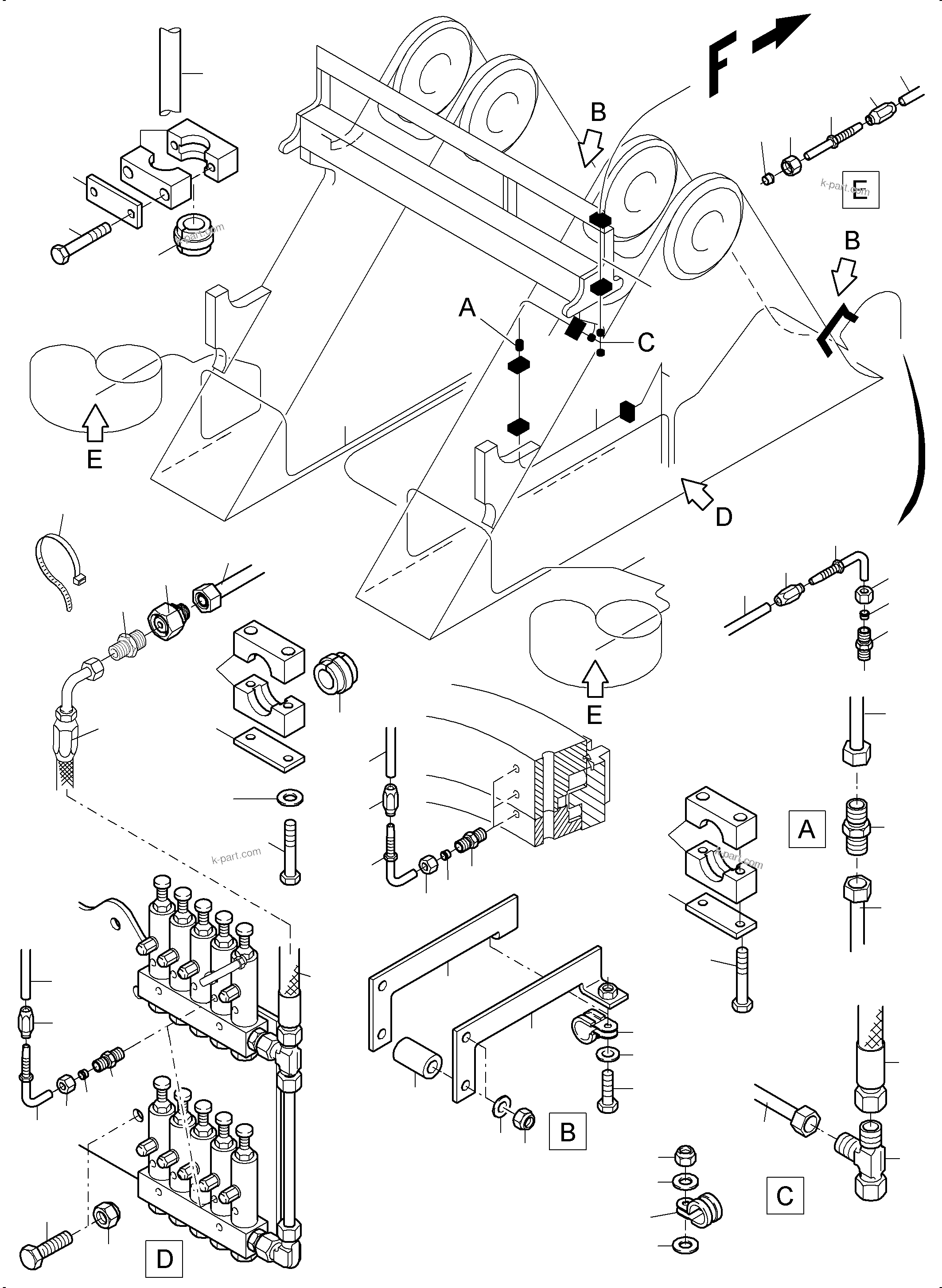 Komatsu parts book diagram for PC4000-11 S/N 08312: LUBE DISTRIBUTOR SLEW RING