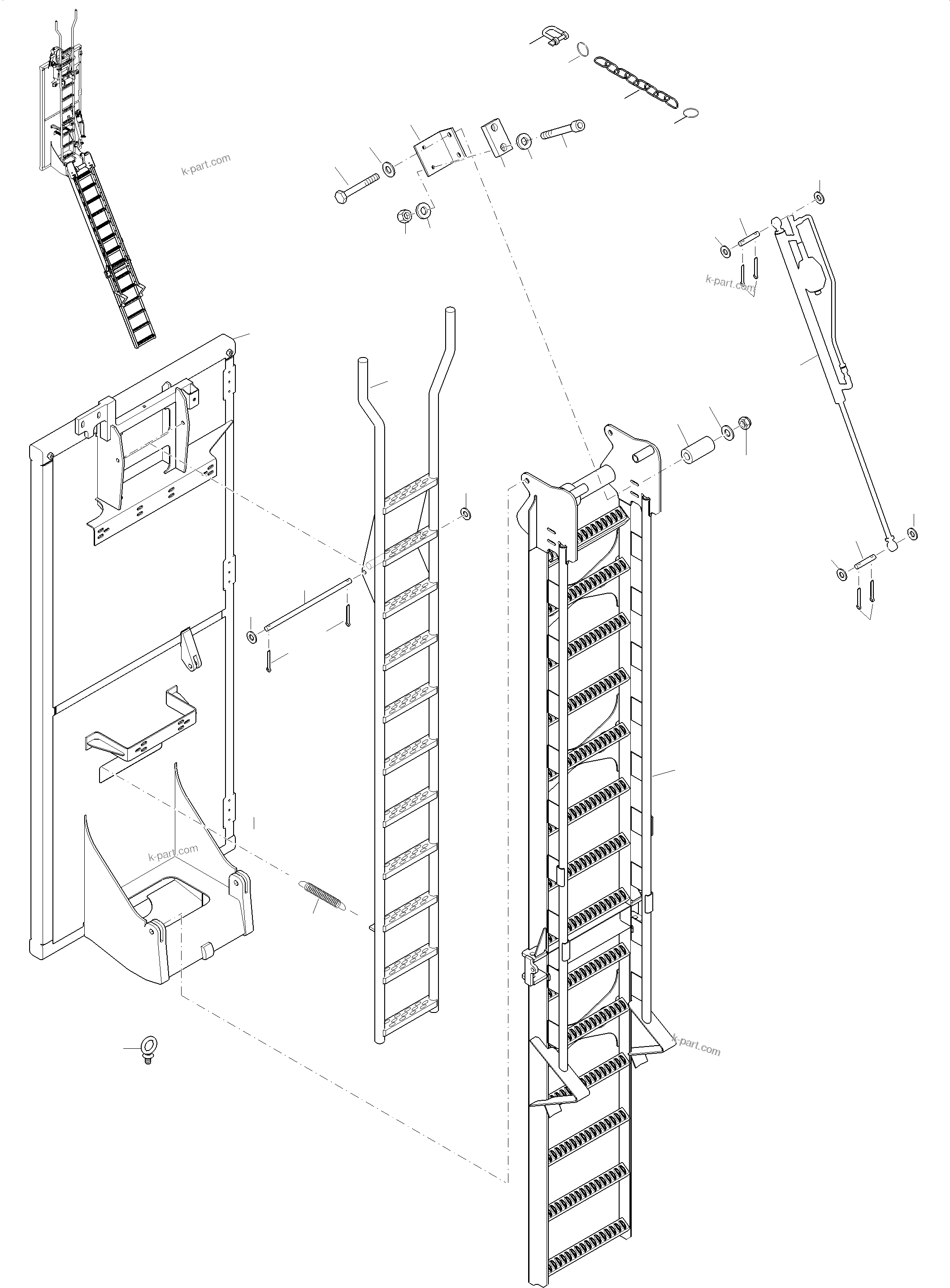 Komatsu parts book diagram for PC4000-11 S/N 08312: EMERGENCY LADDER-MACHINE COVERING