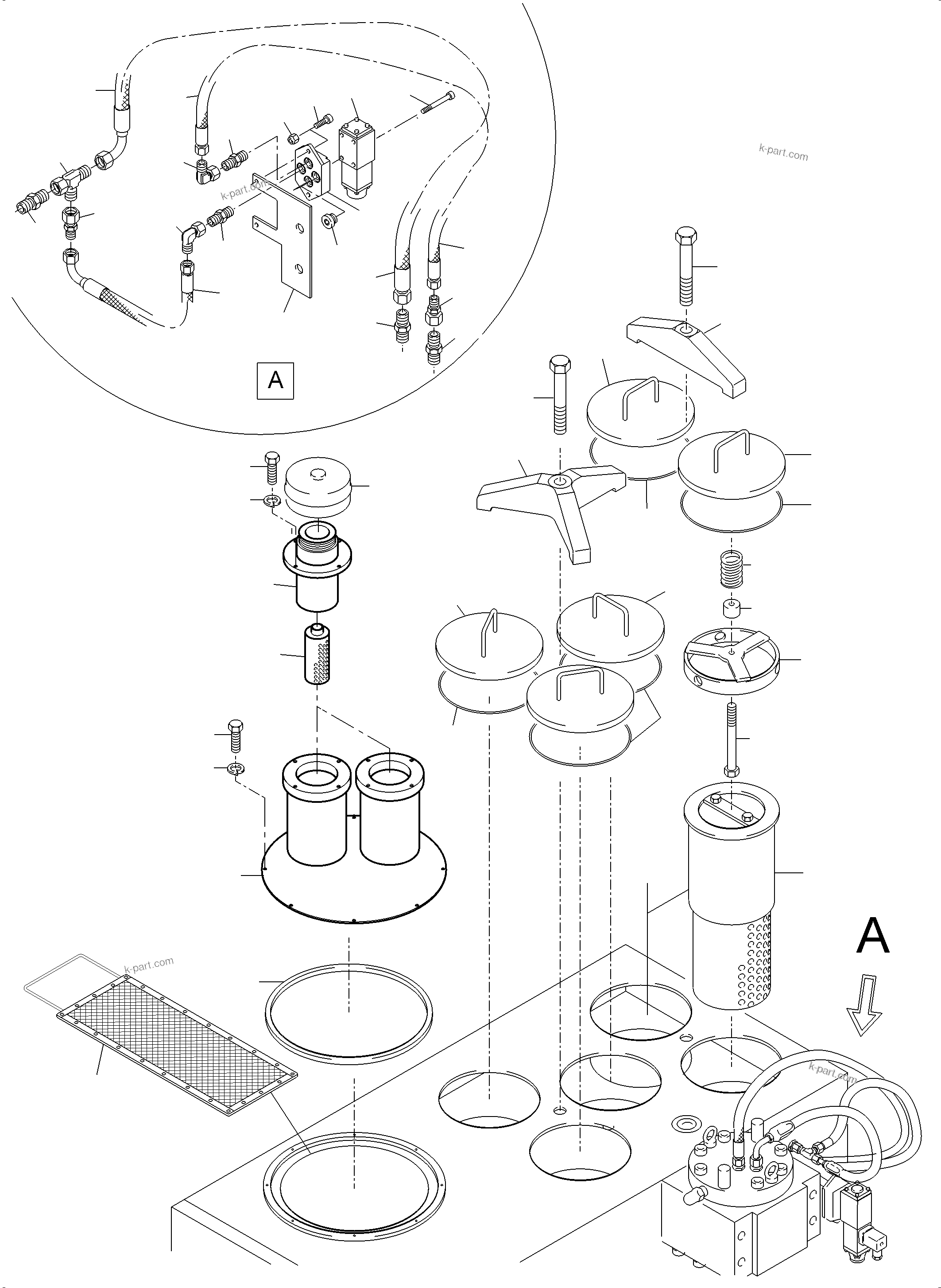 Komatsu parts book diagram for PC4000-11 S/N 08312: MAIN OIL TANK