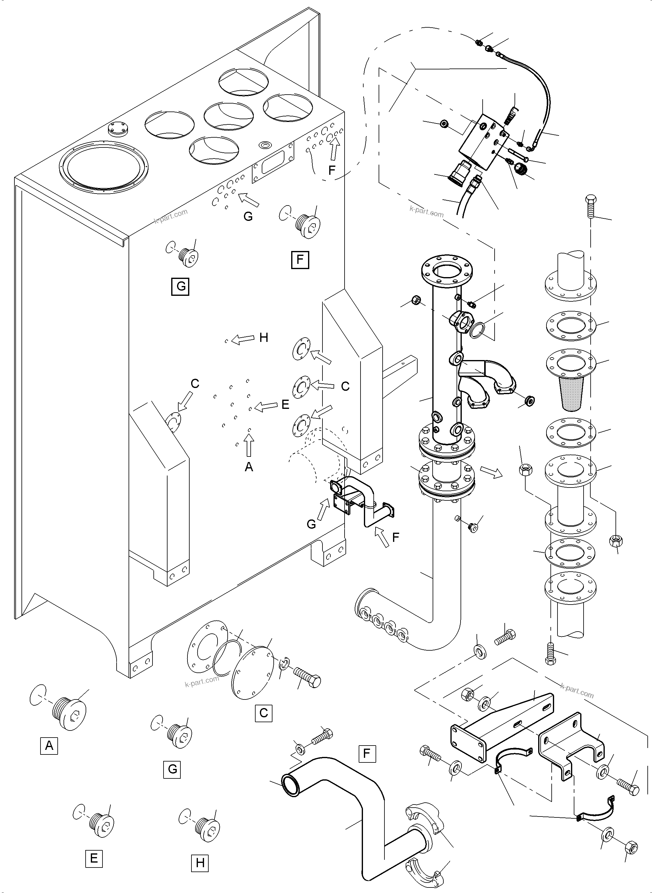 Komatsu parts book diagram for PC4000-11 S/N 08312: MAIN OIL TANK