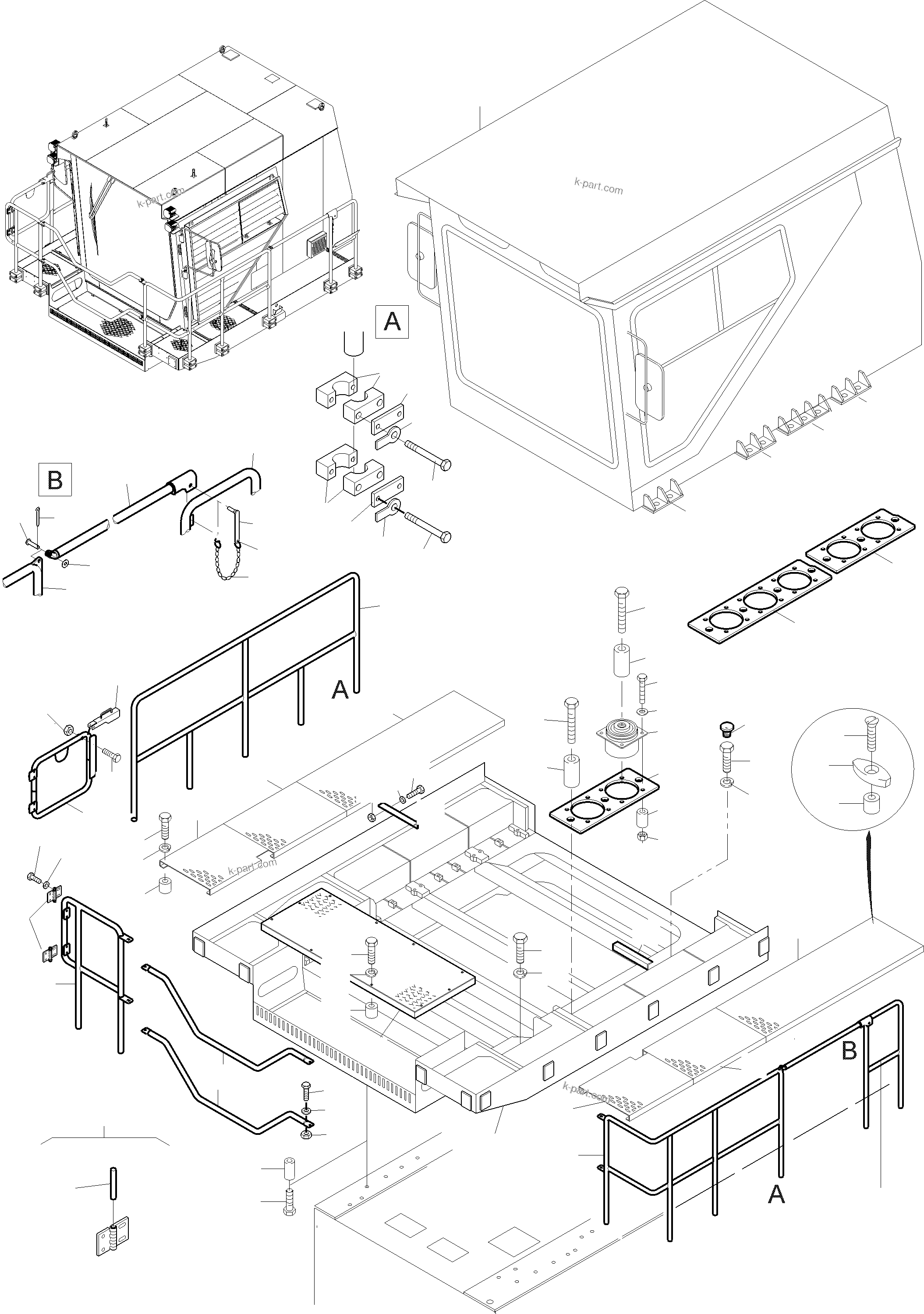 Komatsu parts book diagram for PC4000-11 S/N 08312: OPERATORВґS CAB ARR.