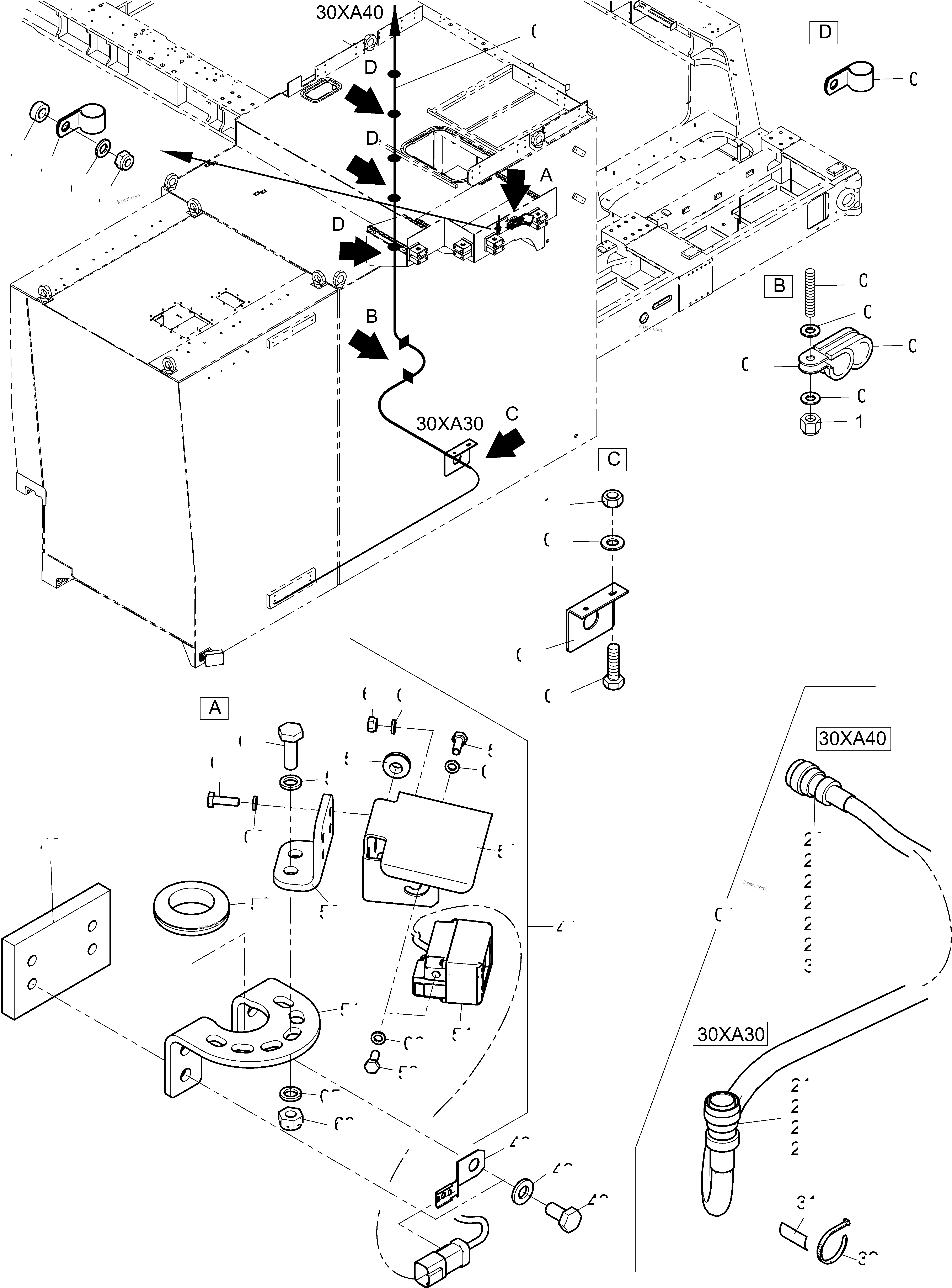 Komatsu parts book diagram for PC4000-11 S/N 08312: KOMVISION CAMERA FUEL TANK, LADDER