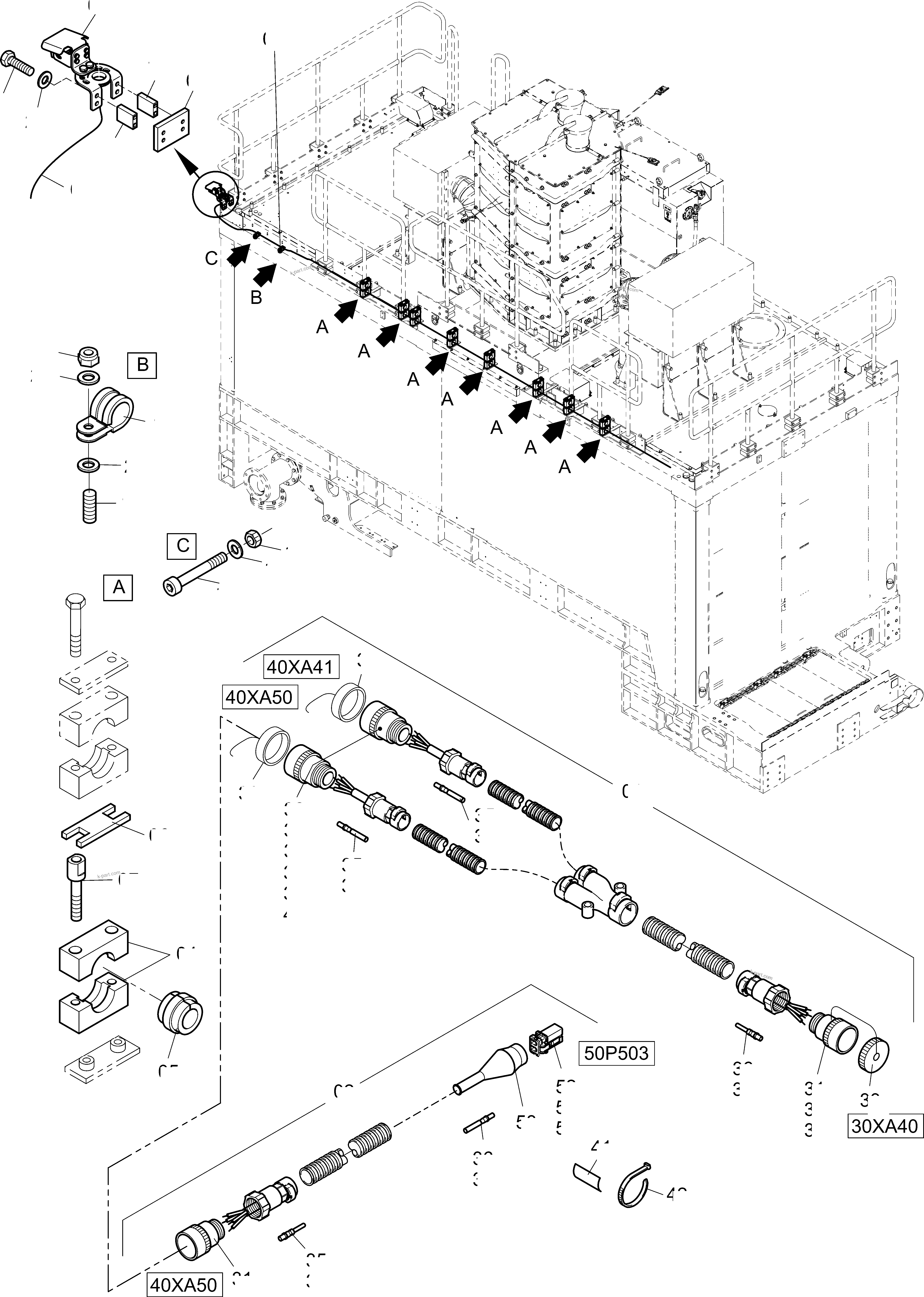 Komatsu parts book diagram for PC4000-11 S/N 08312: KOMVISION CAMERASYSTEM ENGINE HOUSING,COUNTERWEIGHT
