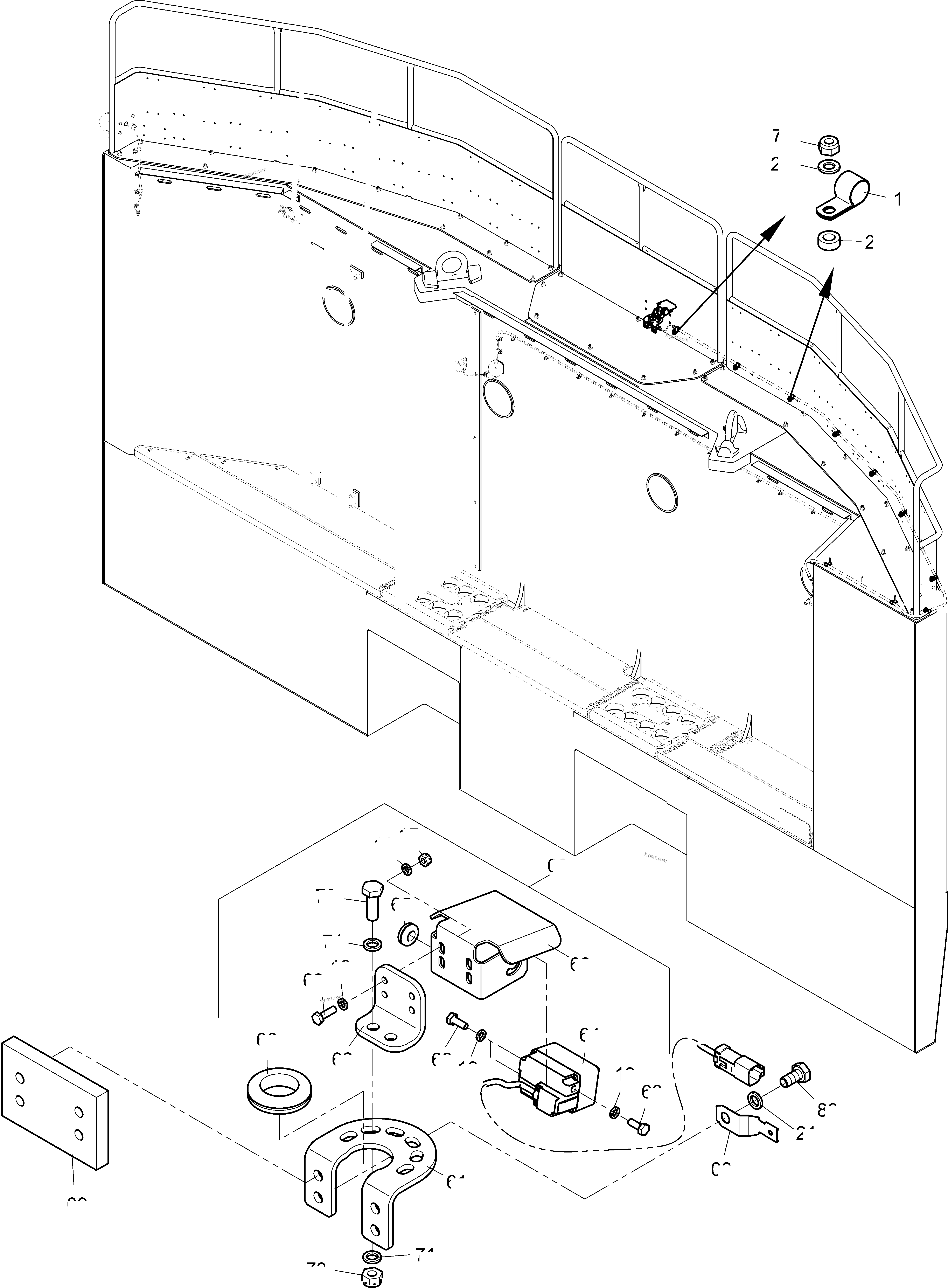 Komatsu parts book diagram for PC4000-11 S/N 08312: KOMVISION CAMERASYSTEM ENGINE HOUSING,COUNTERWEIGHT