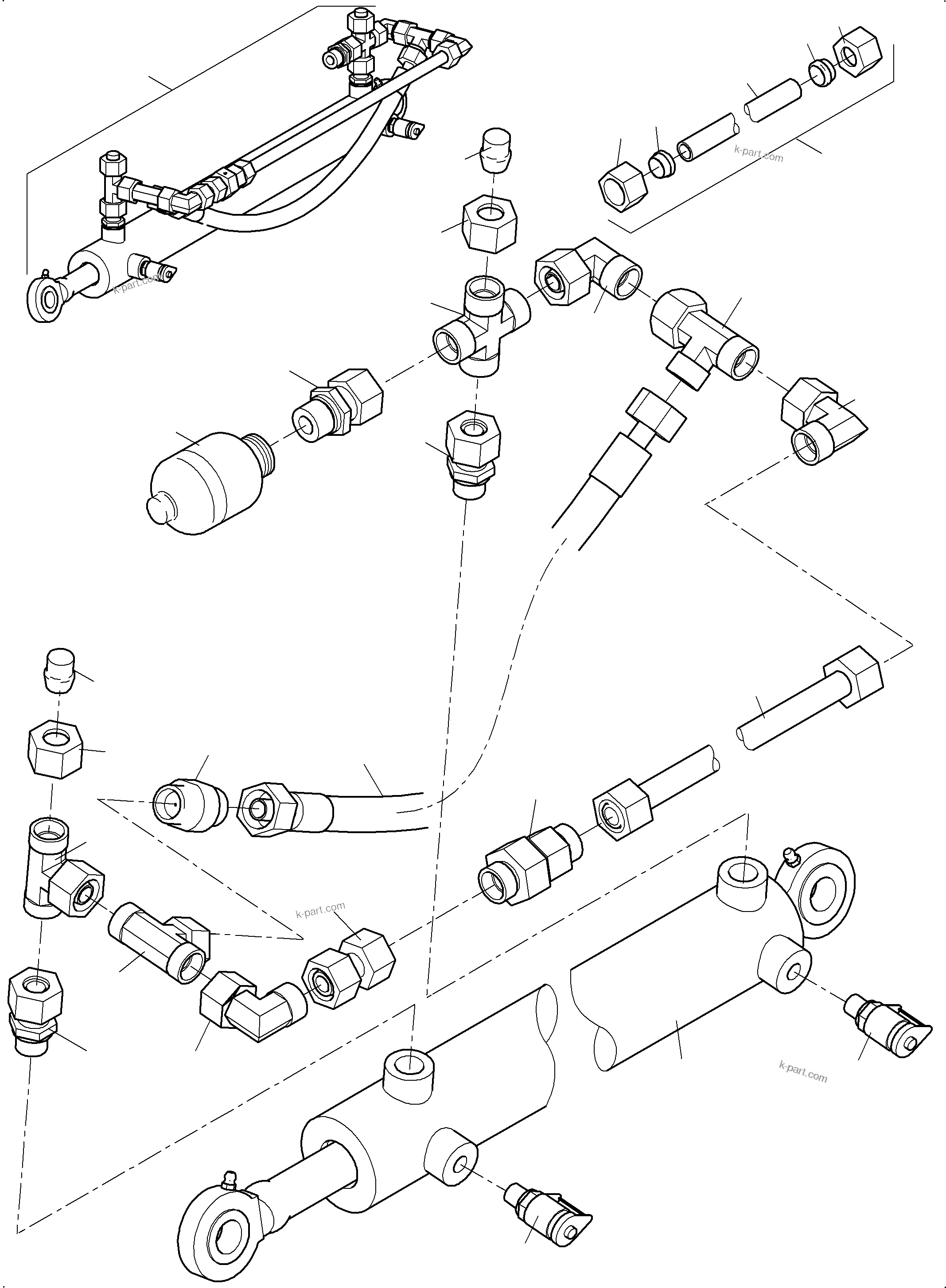 Komatsu parts book diagram for PC4000-11 S/N 08312: HYDR. CYLINDER WITH ACCUMULATOR