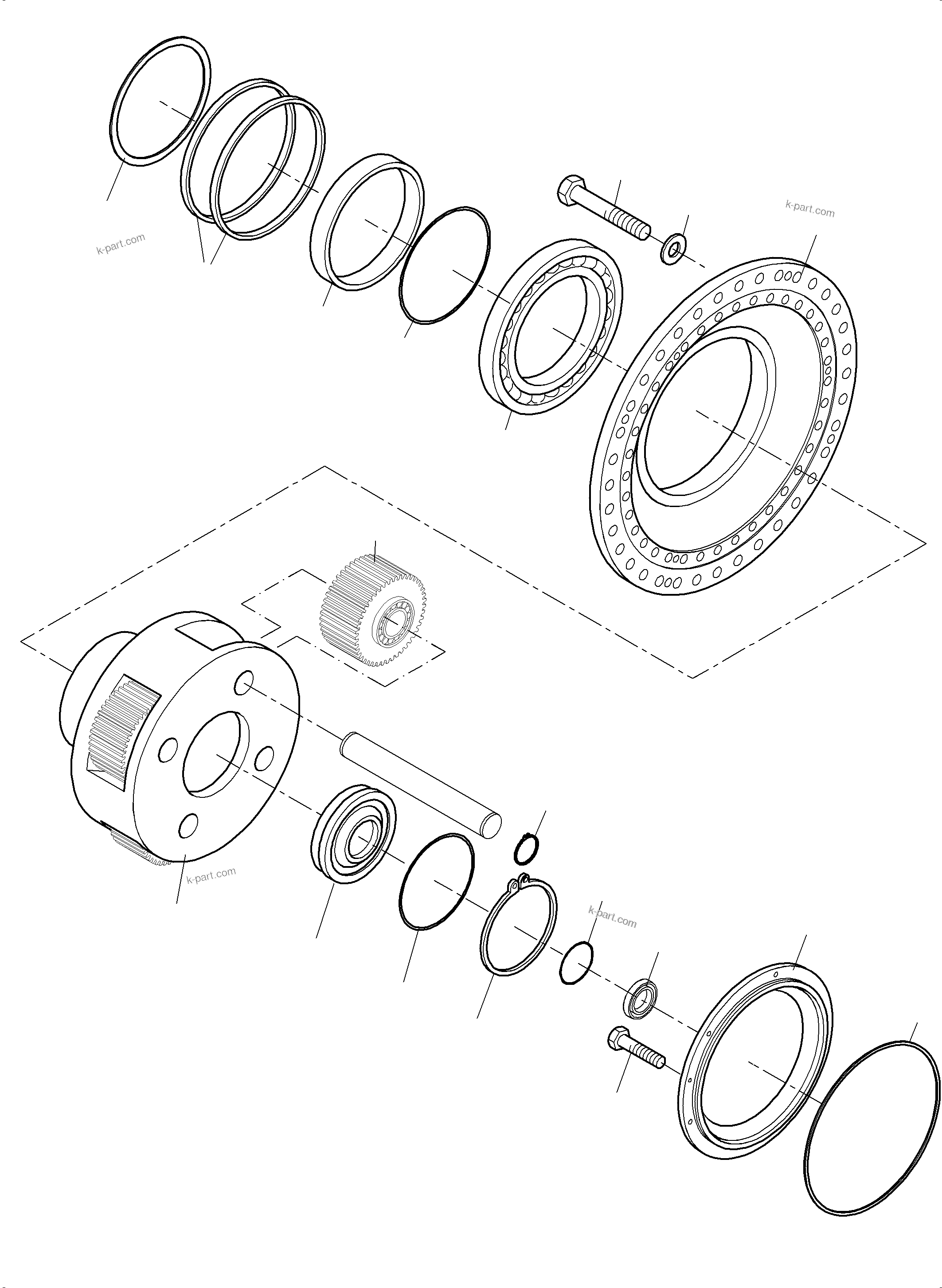 Komatsu parts book diagram for PC4000-11 S/N 08312: TRAVELLING GEAR