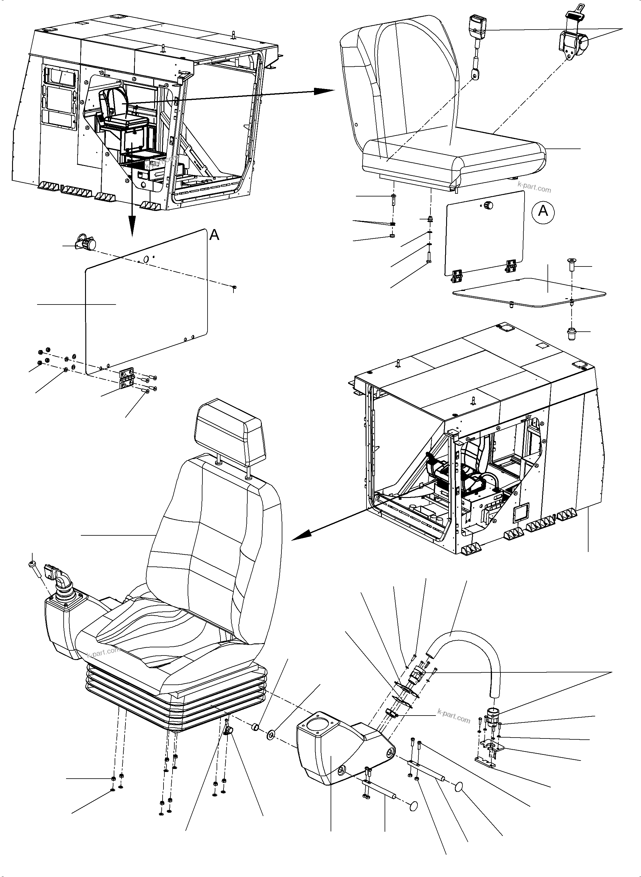 Komatsu parts book diagram for PC4000-11 S/N 08312: OPERATOR'S CAB PART 1