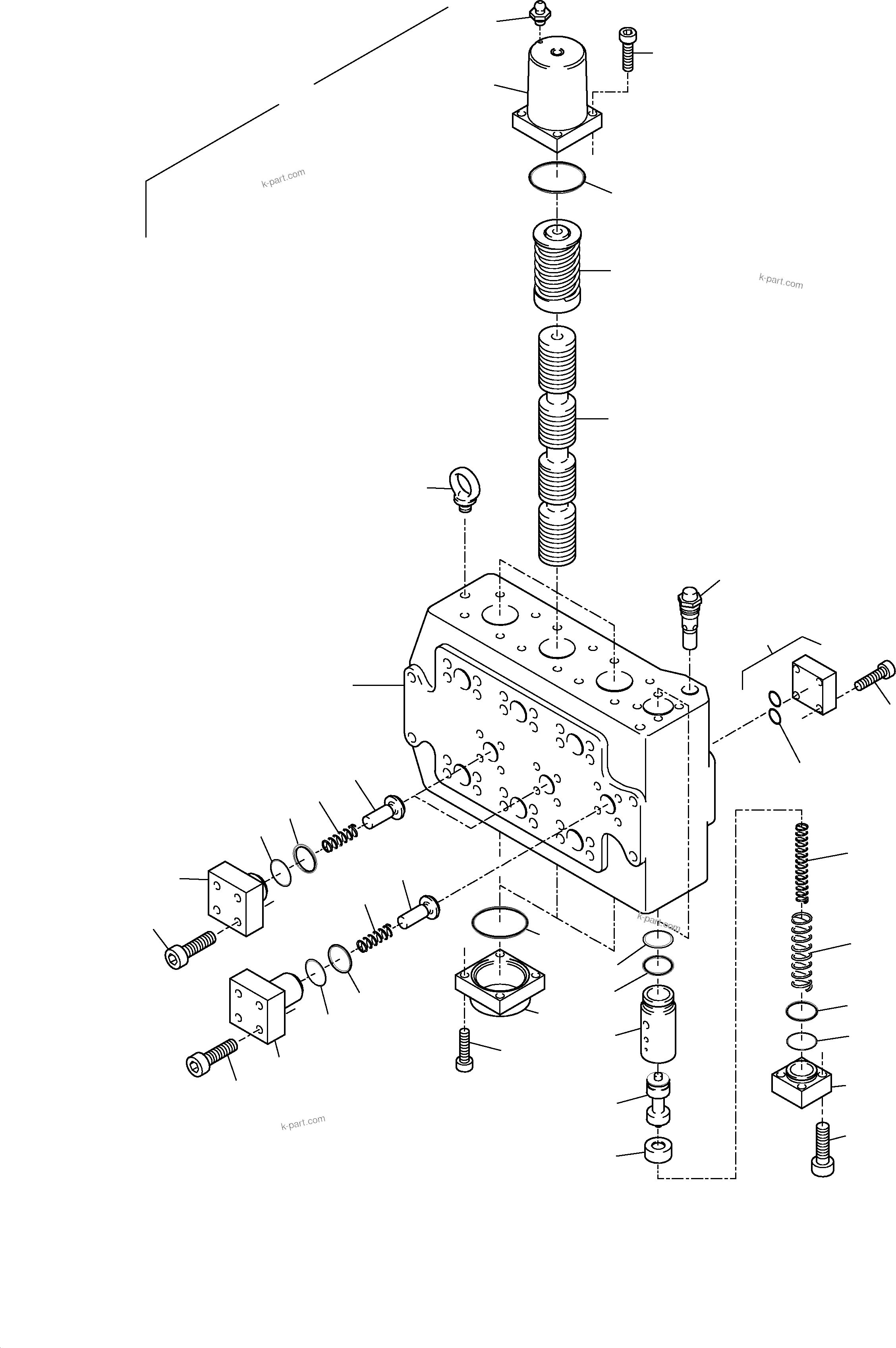 Komatsu parts book diagram for H455S S/N 15005: 3-FOLD CONTROL BLOCK