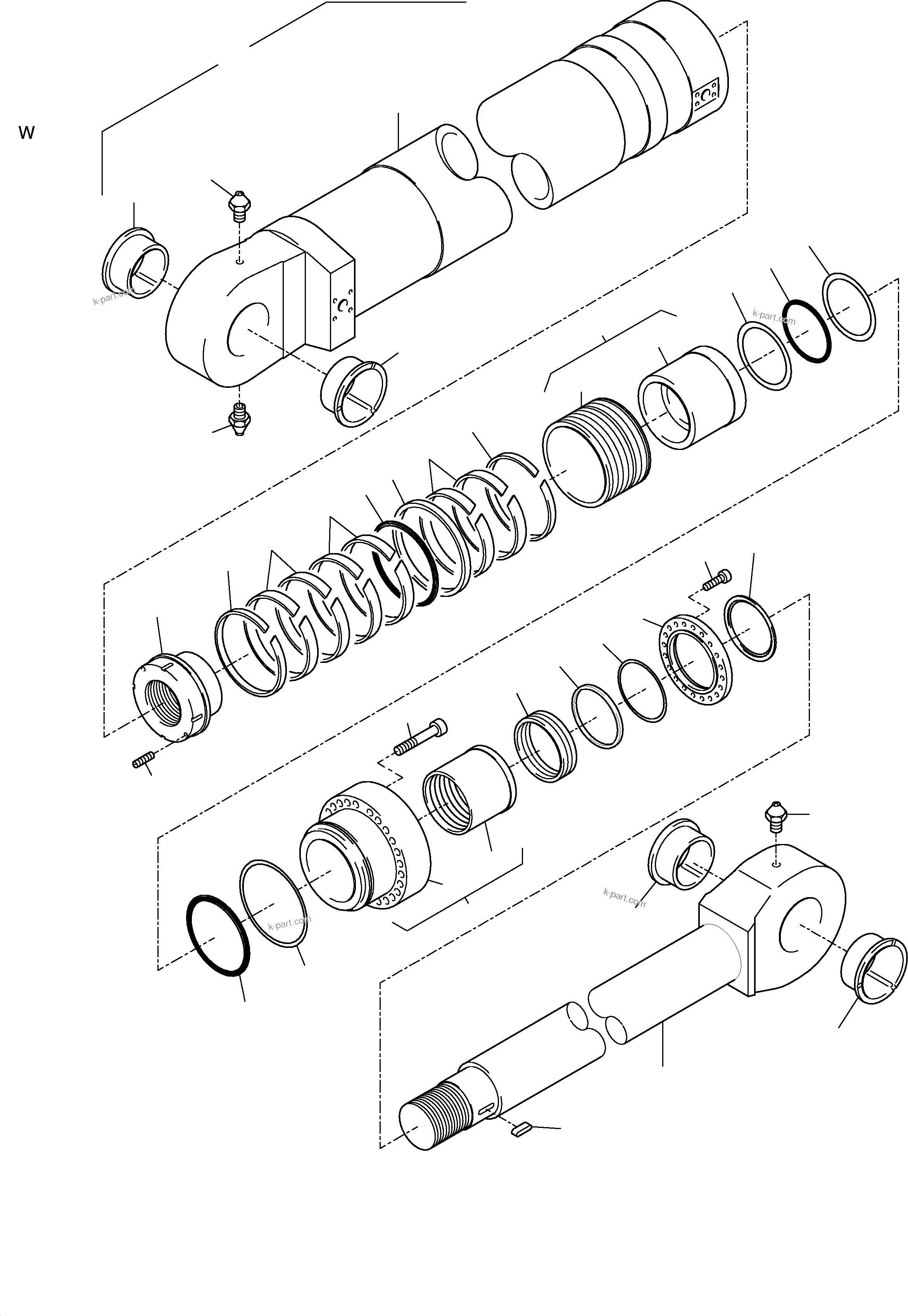 Komatsu parts book diagram for H455S S/N 15005: HYDRAULIC CYLINDER