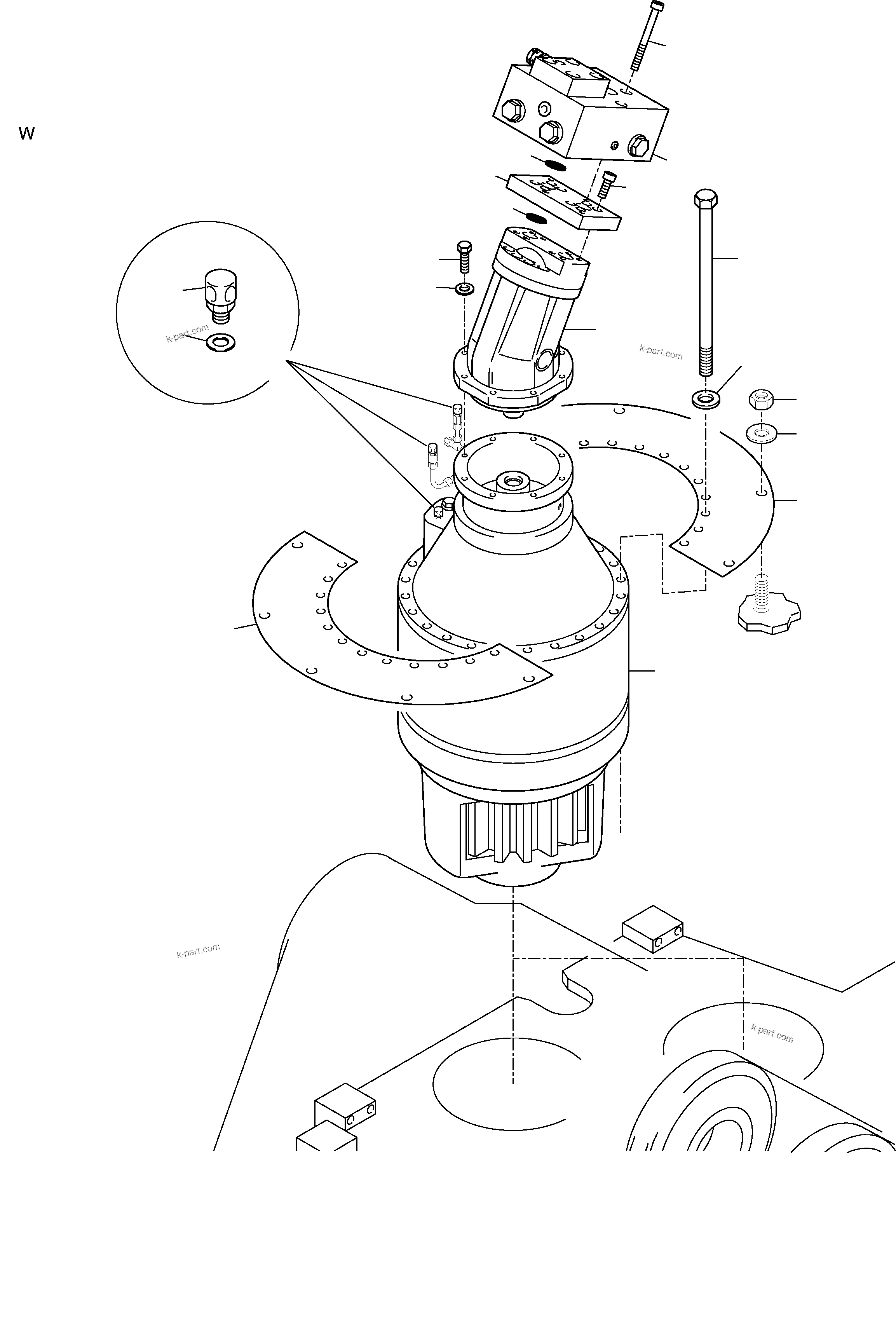 Komatsu parts book diagram for H455S S/N 15005: SLEW GEAR ARR.