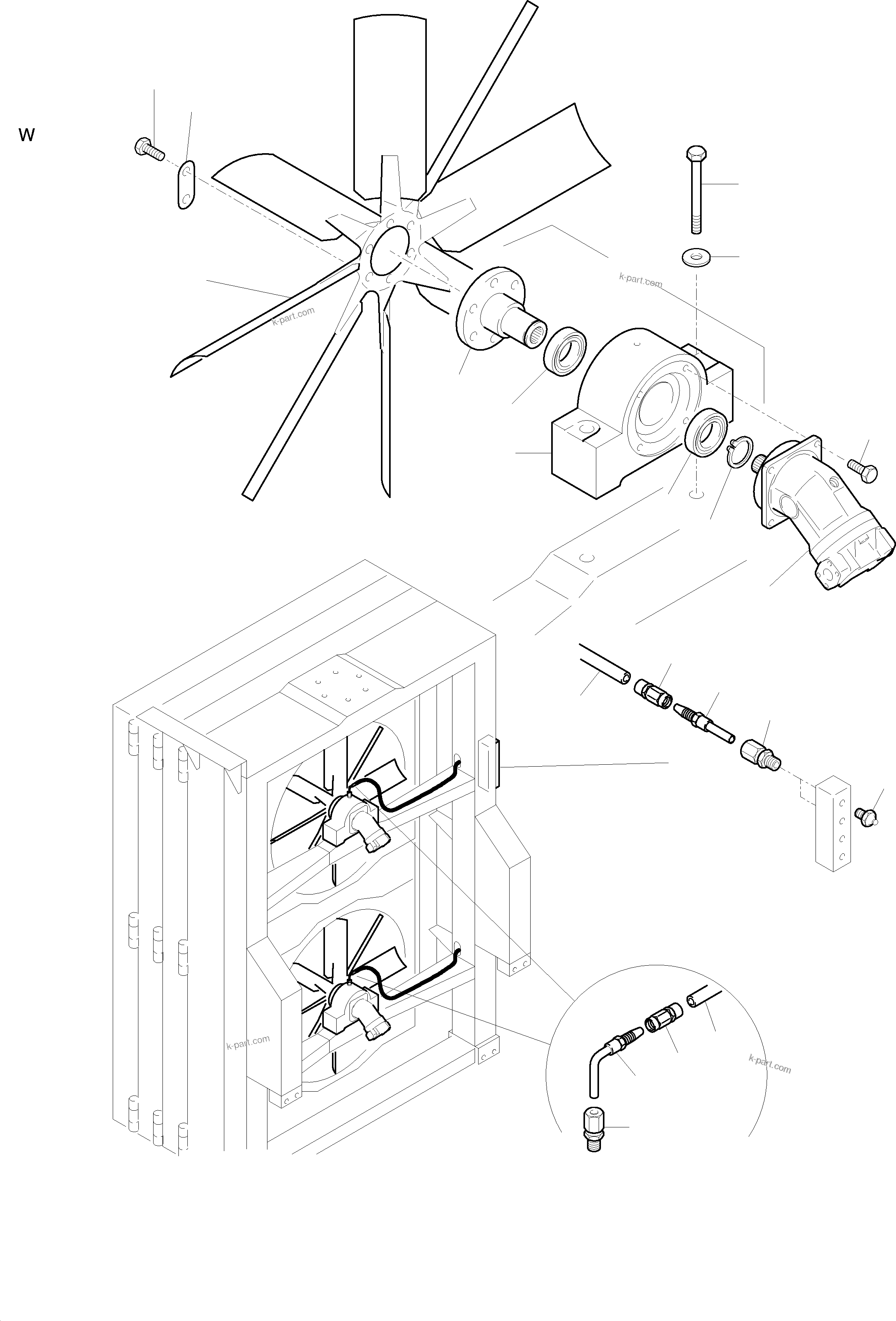Komatsu parts book diagram for H455S S/N 15005: OIL COOLER - FAN DRIVE