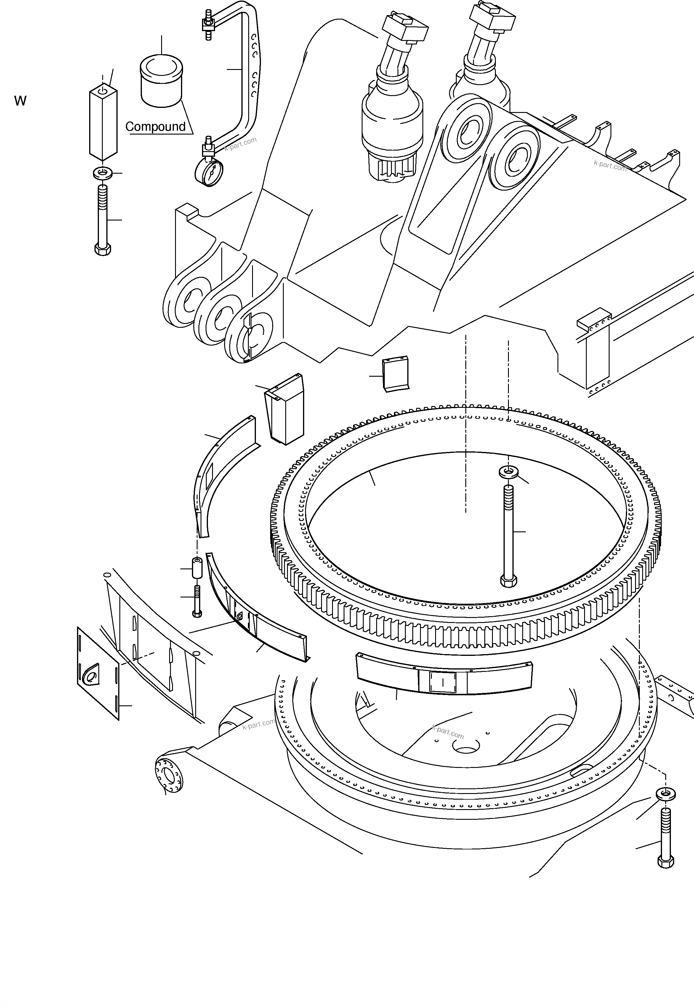 Komatsu parts book diagram for H455S S/N 15005: SLEW RING ARR.