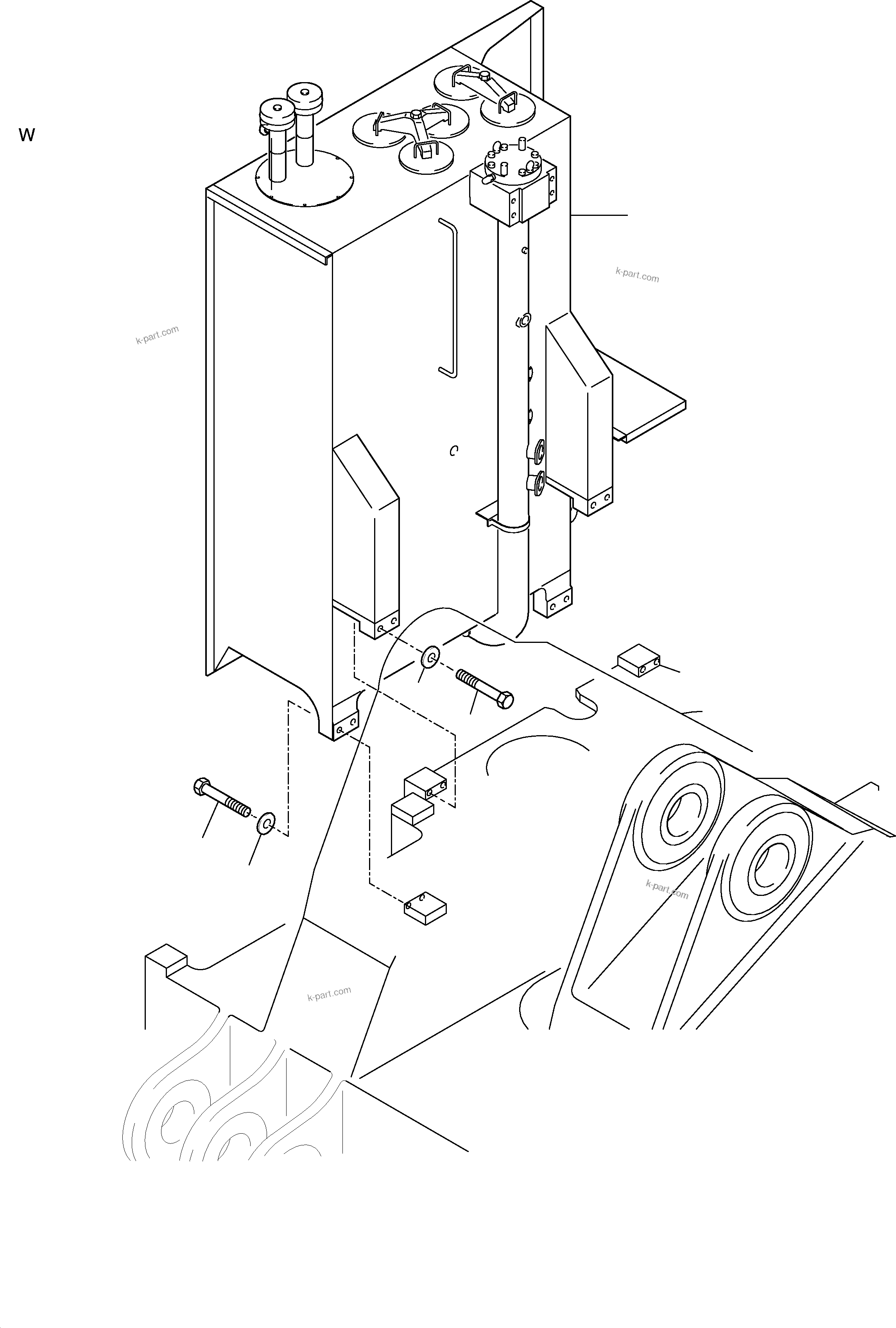 Komatsu parts book diagram for H455S S/N 15005: MAIN OIL TANK, MOUNTING