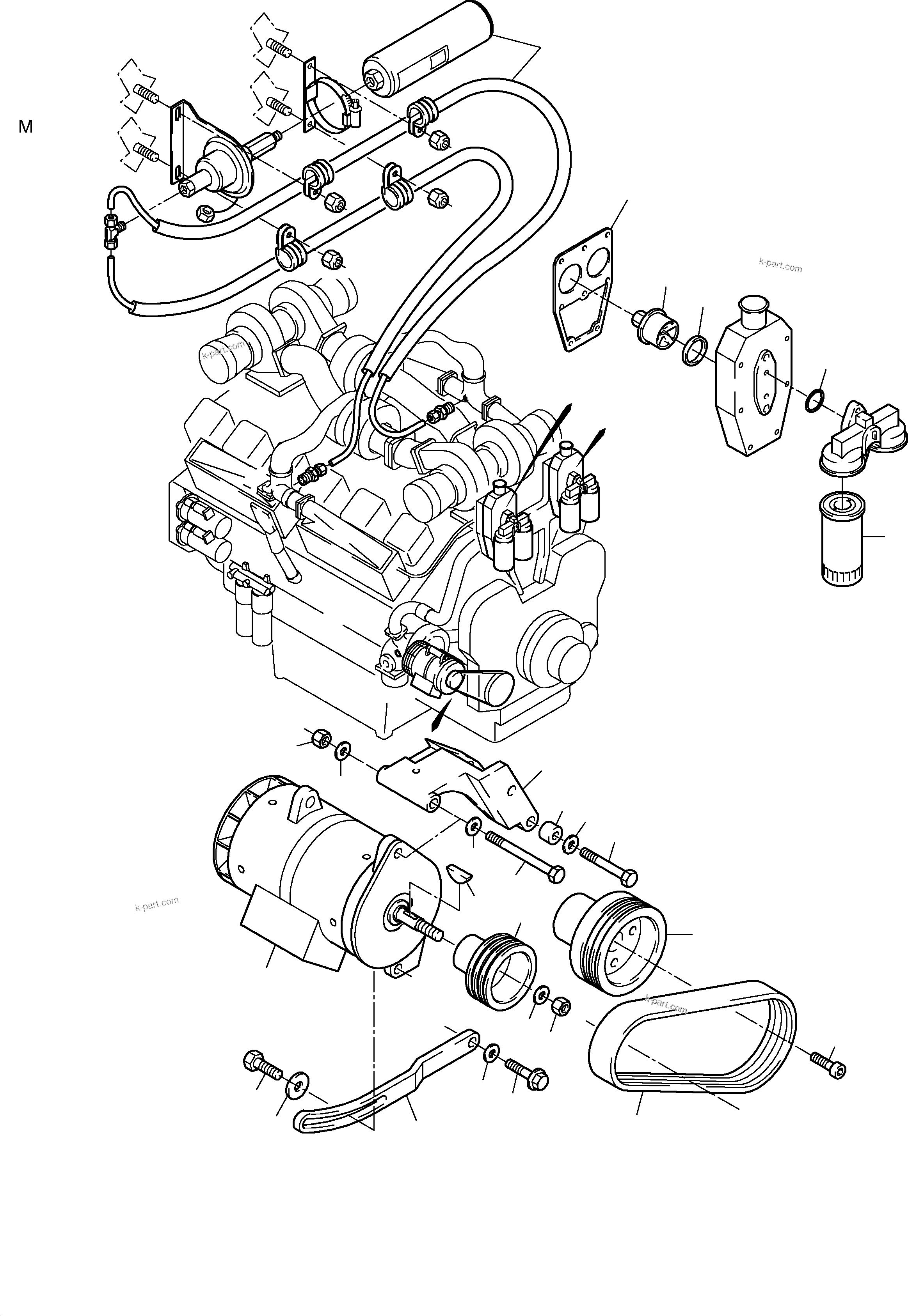 Komatsu parts book diagram for H455S S/N 15005: DIESEL ENGINE