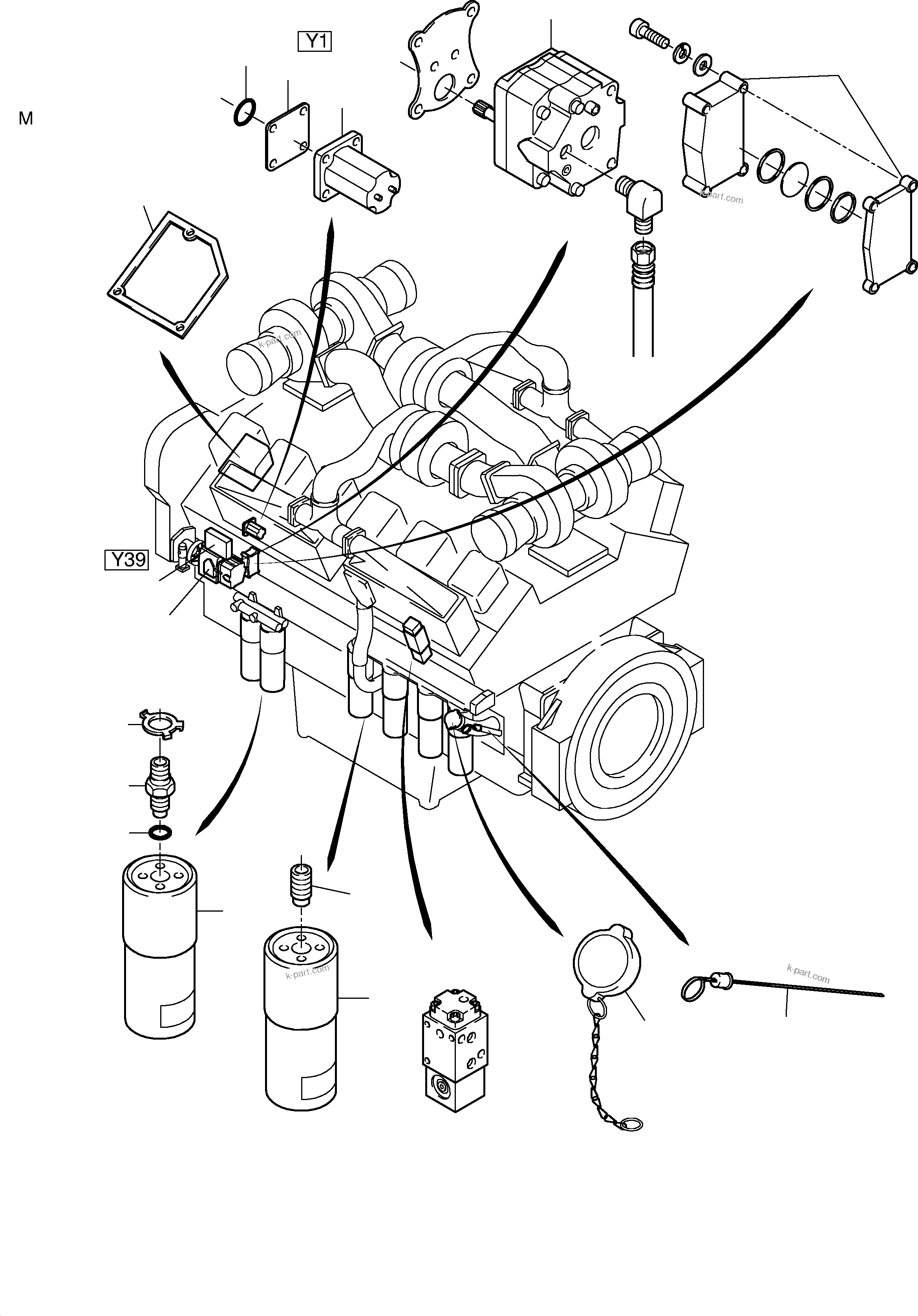 Komatsu parts book diagram for H455S S/N 15005: DIESEL ENGINE
